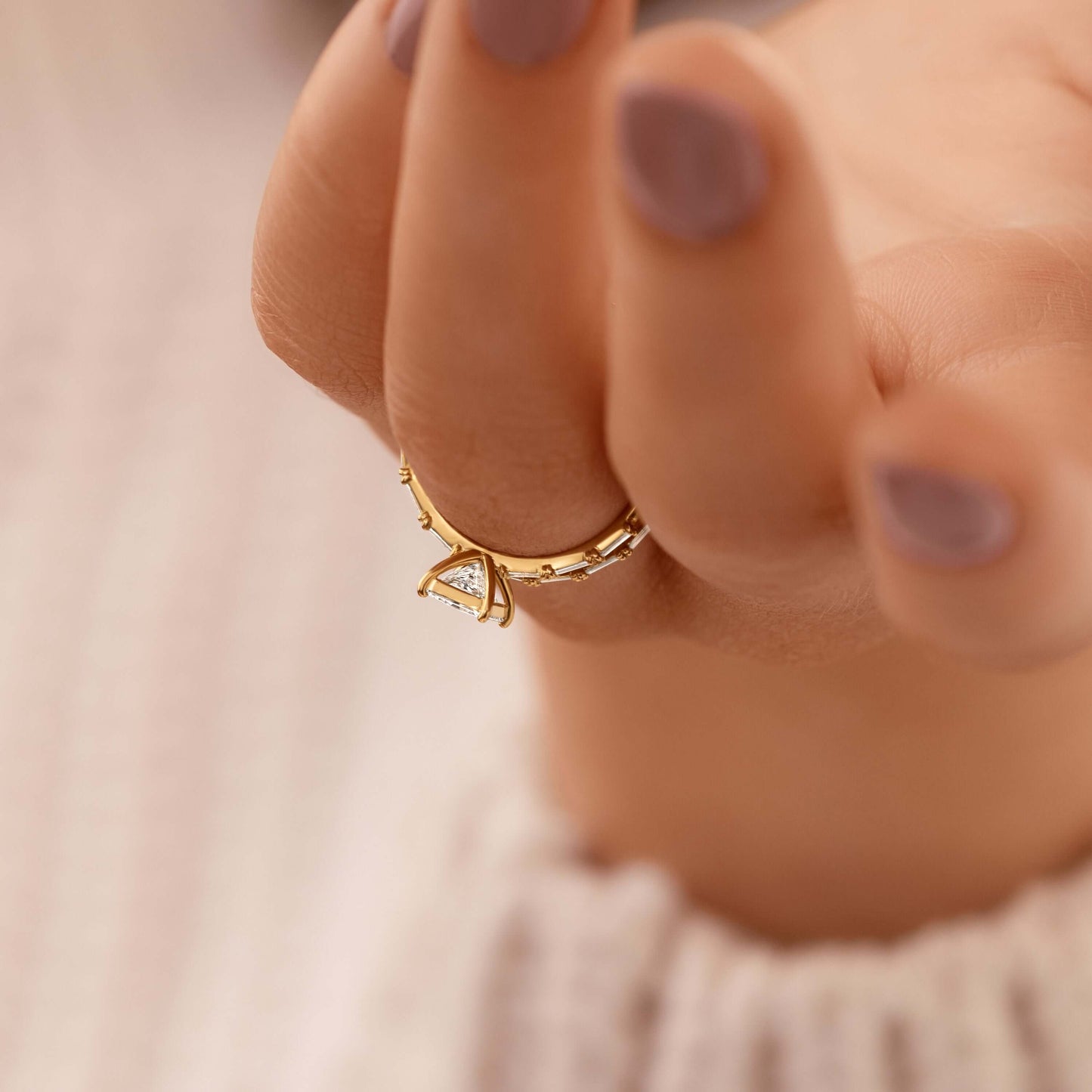 Pave-Princess Lab Grown Diamond Engagement Ring - Lifestyle