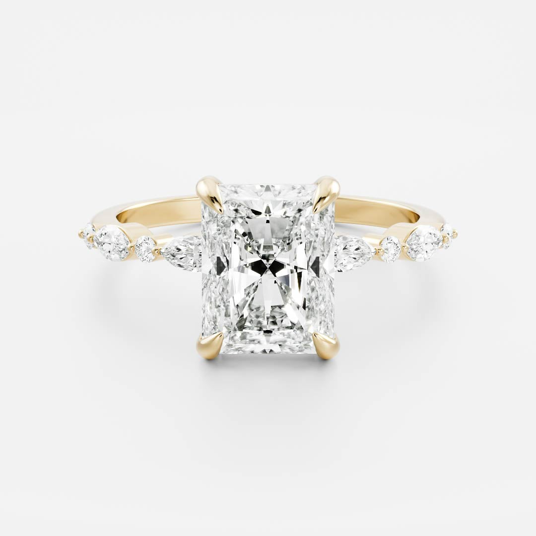 Pave-Radiant Lab Grown Diamond Engagement Ring - Front view