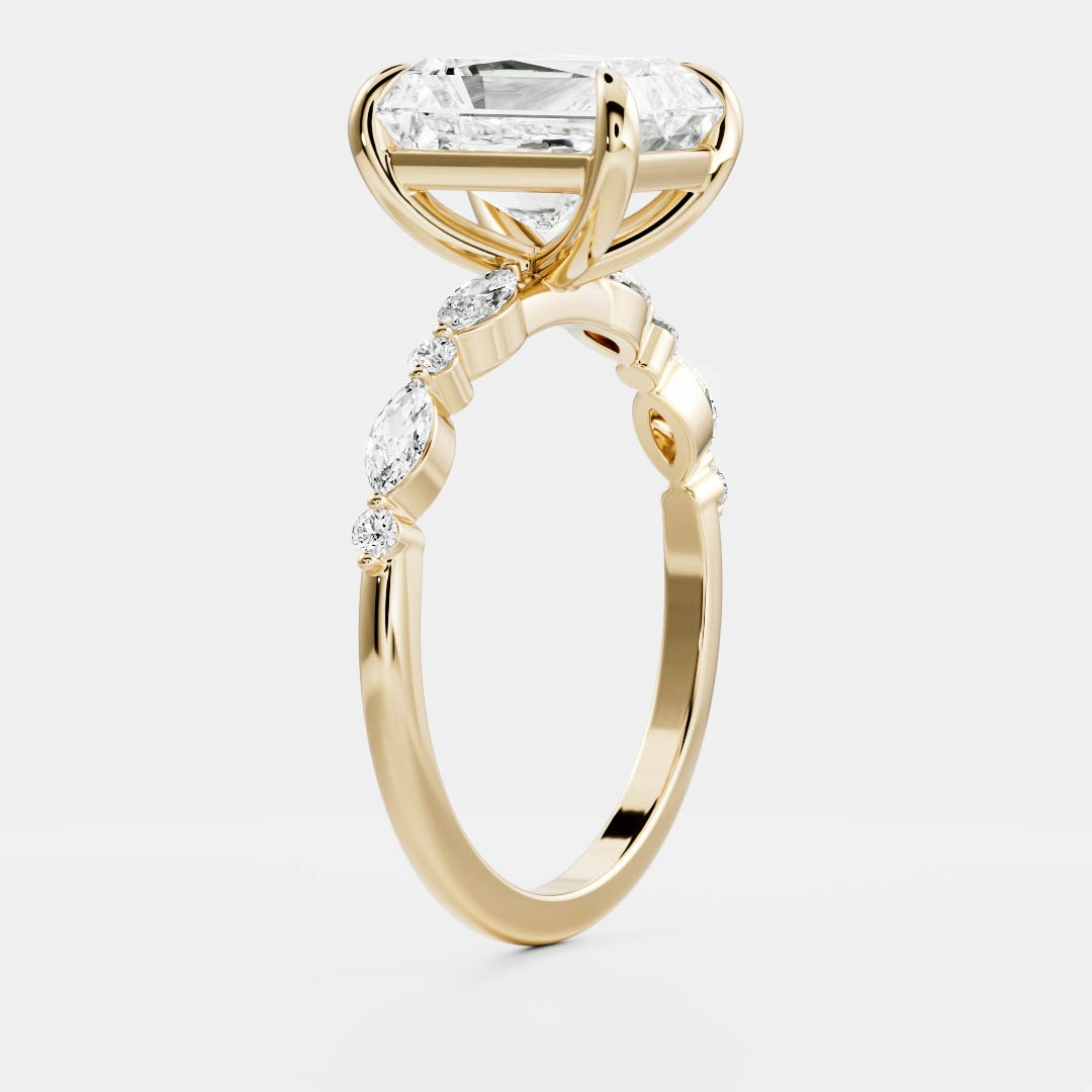 Pave-Radiant Lab Grown Diamond Engagement Ring - Front view