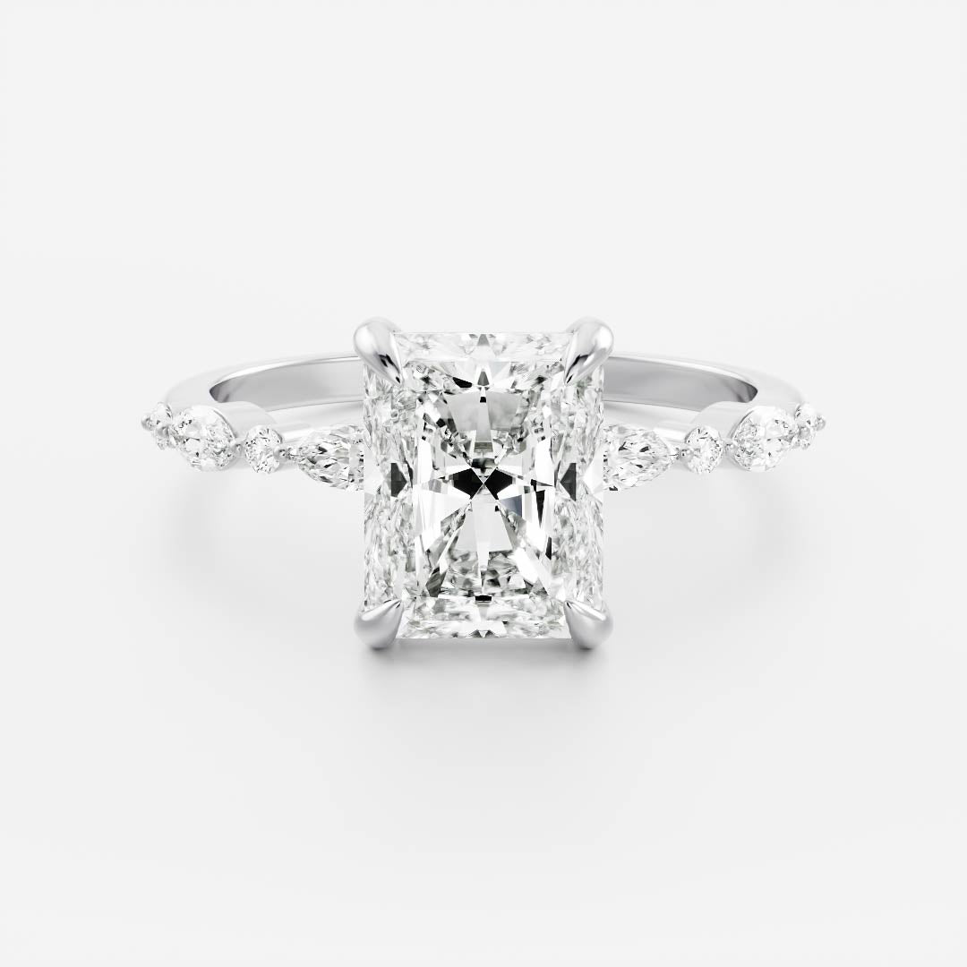 Pave-Radiant Lab Grown Diamond Engagement Ring - Side view