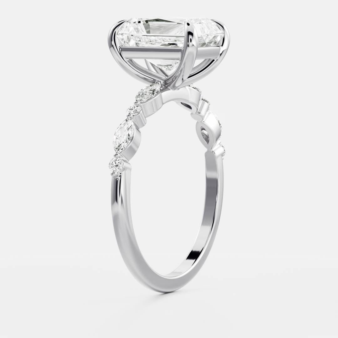 Pave-Radiant Lab Grown Diamond Engagement Ring - Back view