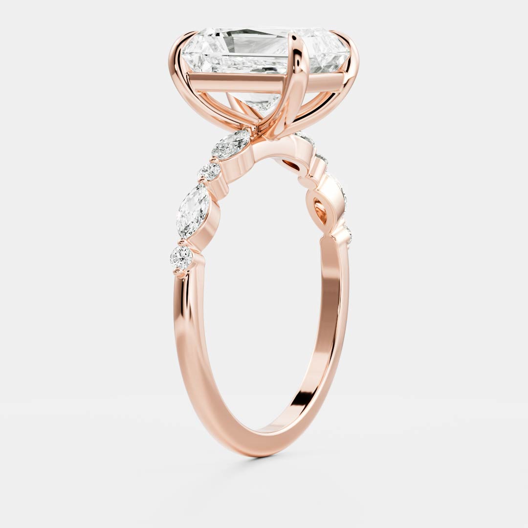 Pave-Radiant Lab Grown Diamond Engagement Ring - On model