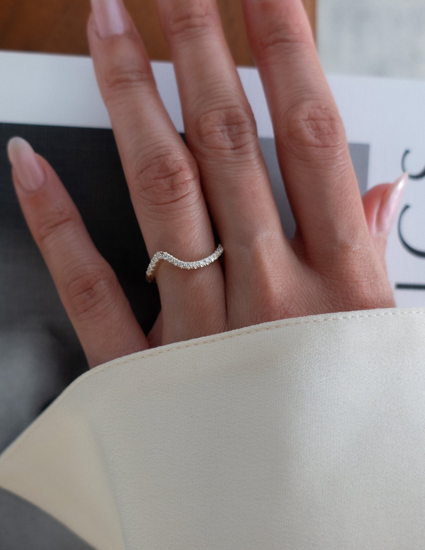 Pave Rapture- 0.55 CT Round Lab Grown Diamond Wedding BandPave Rapture- 0.55 CT Round Lab Grown Diamond Wedding Band - Lifestyle