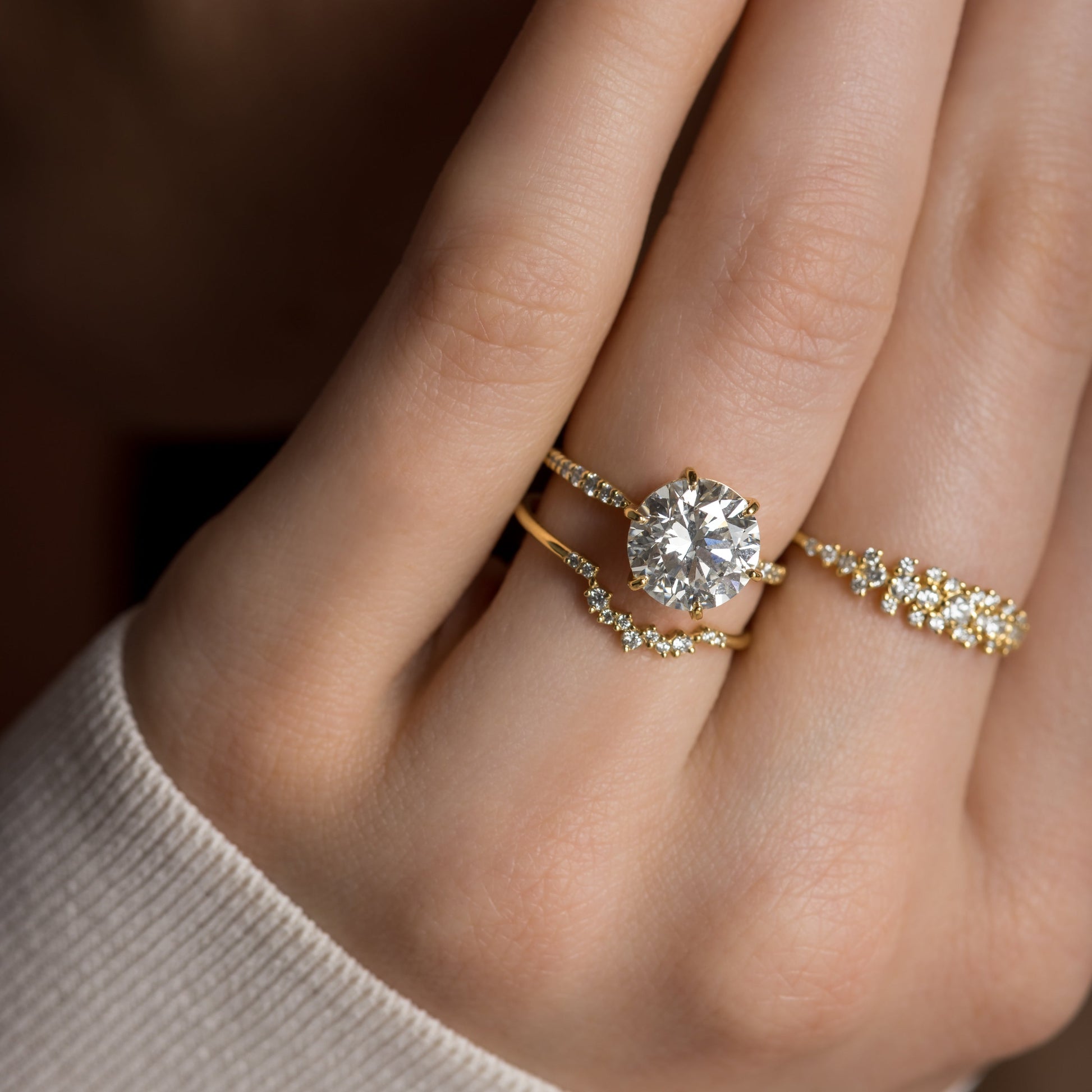 Pave-Round Lab Grown Diamond Engagement Ring - Back view