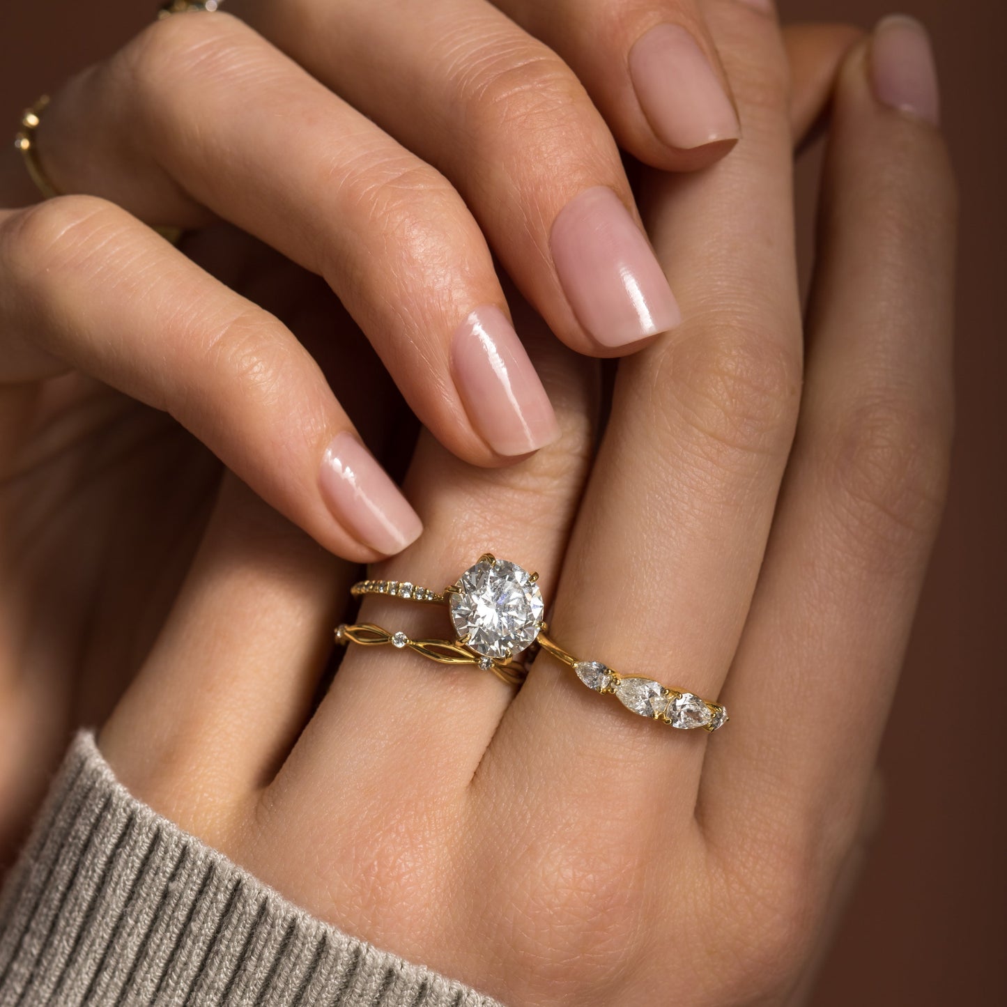 Pave-Round Lab Grown Diamond Engagement Ring - Detail view