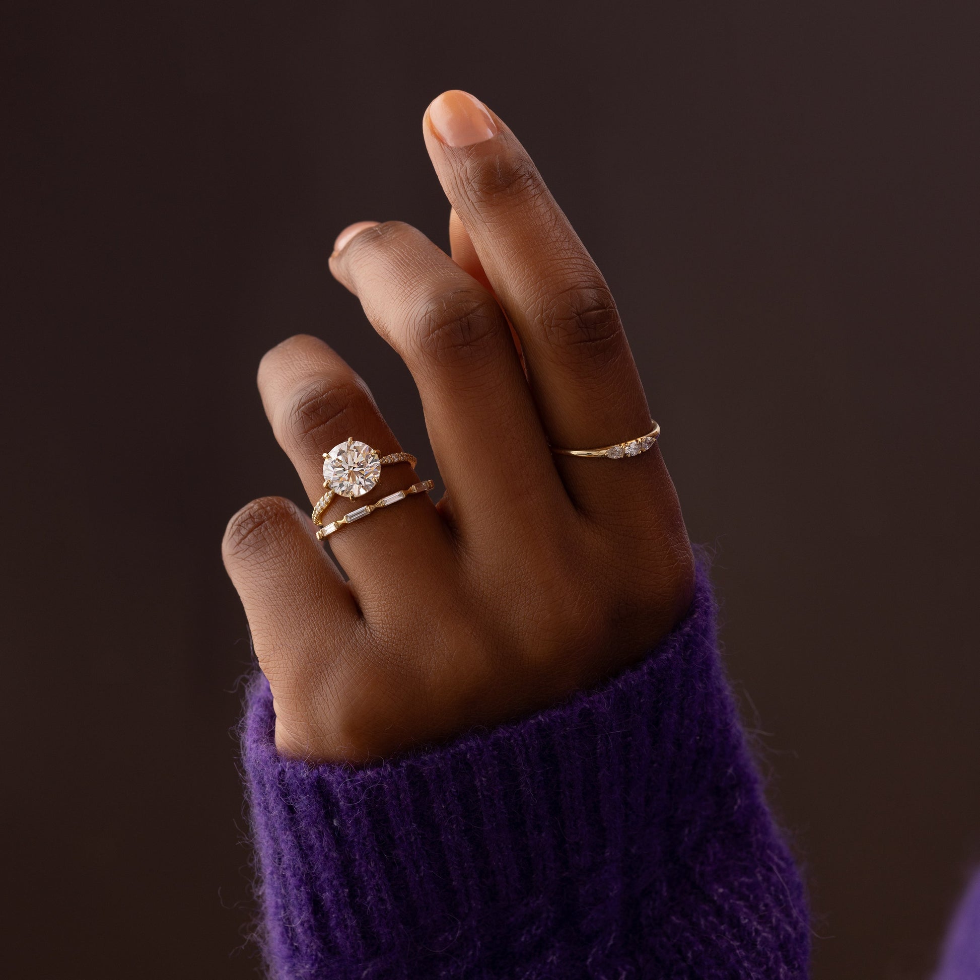 Pave-Round Lab Grown Diamond Engagement Ring - Front view