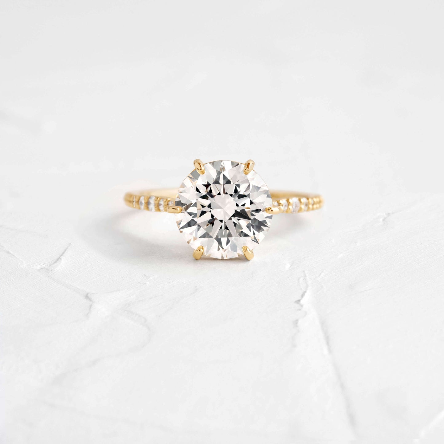 Pave-Round Lab Grown Diamond Engagement Ring - Front view