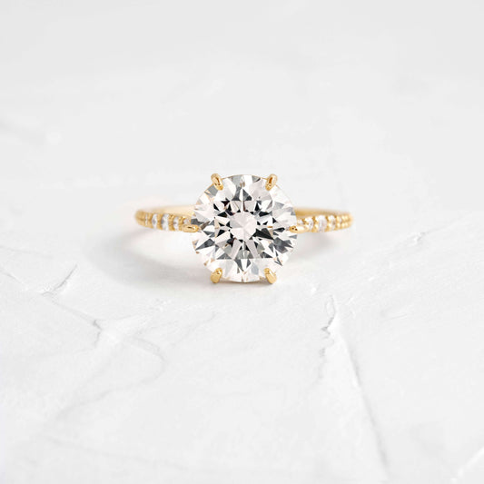 Pave-Round Lab Grown Diamond Engagement Ring - Front view