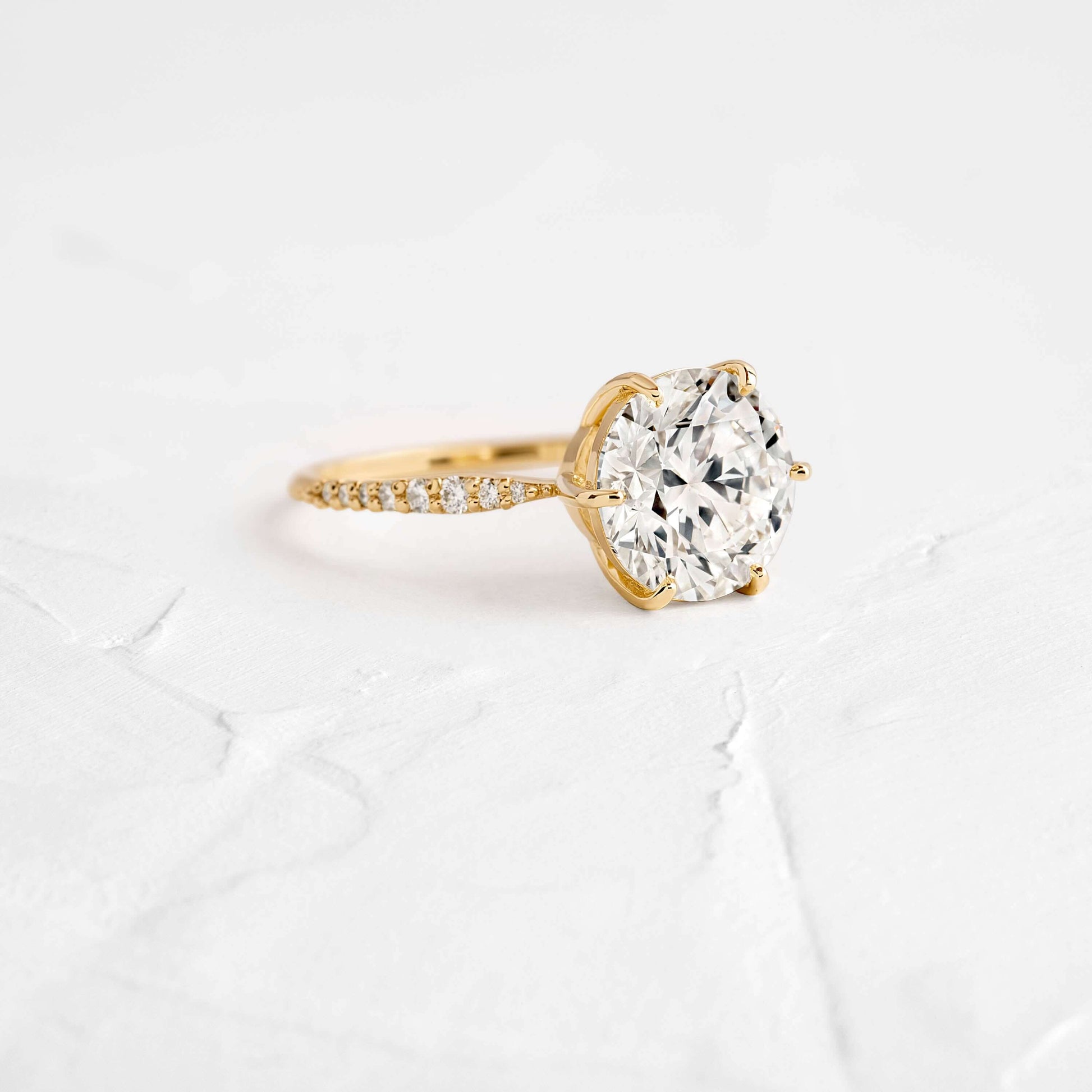 Pave-Round Lab Grown Diamond Engagement Ring - Front view
