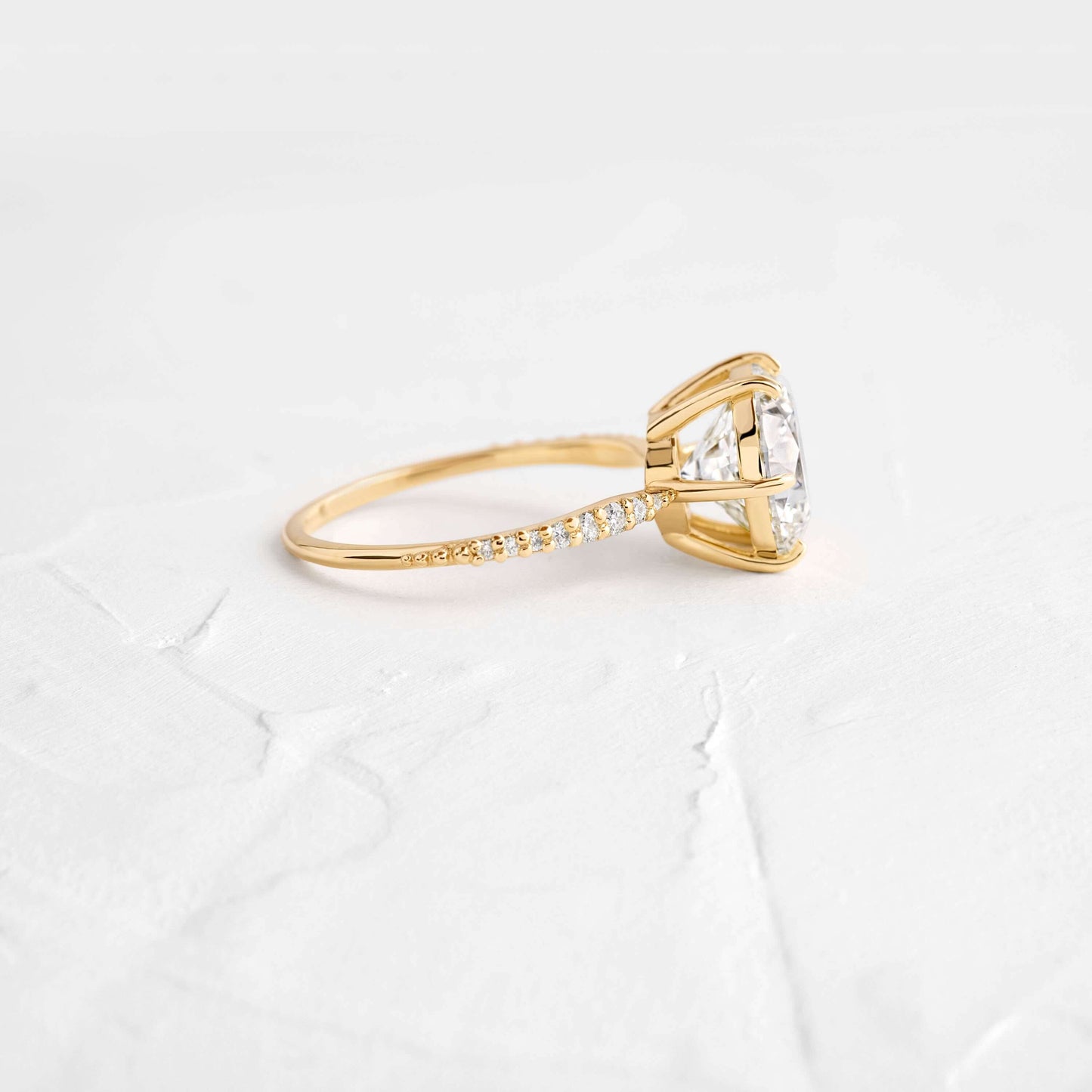 Pave-Round Lab Grown Diamond Engagement Ring - Side view