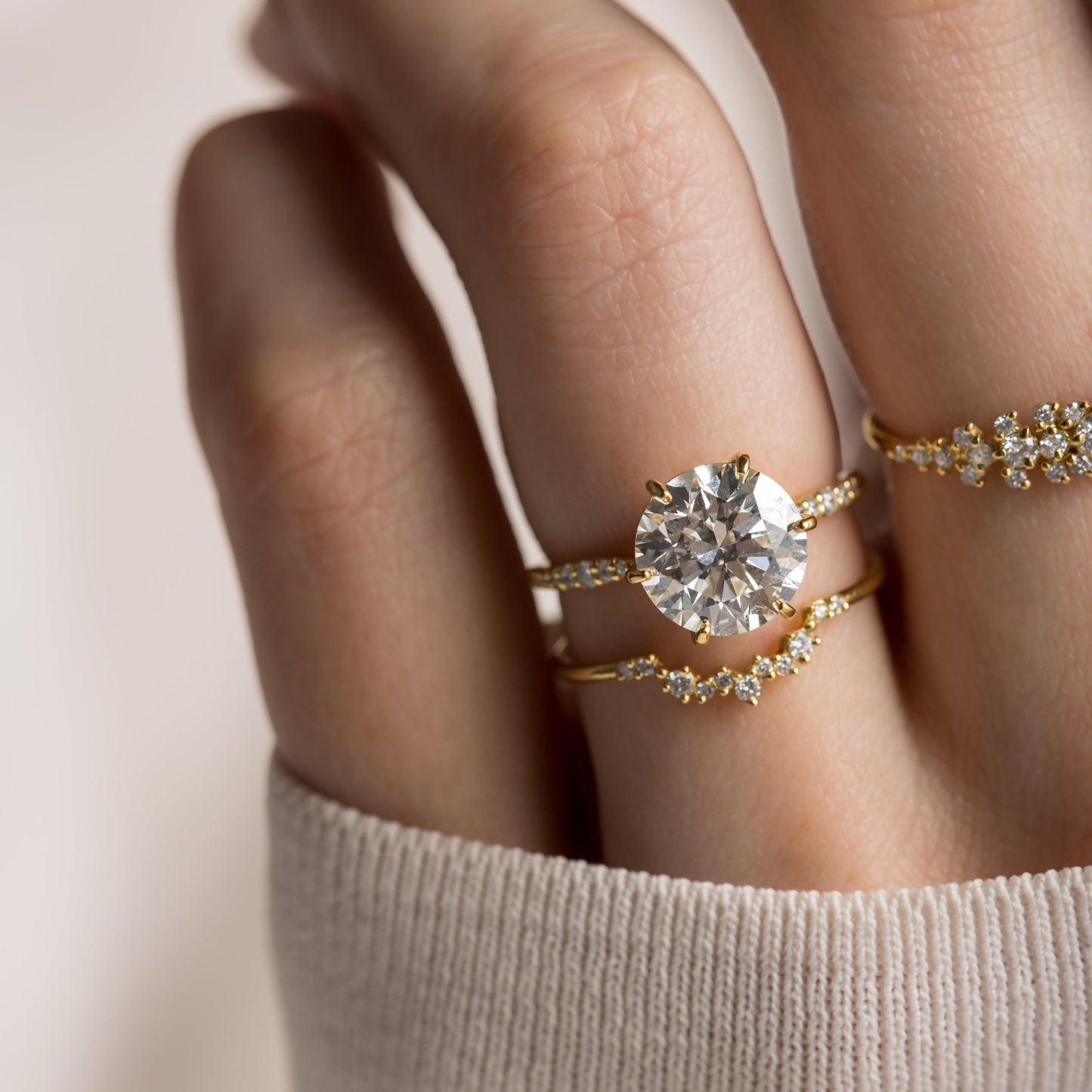 Pave-Round Lab Grown Diamond Engagement Ring - Detail view