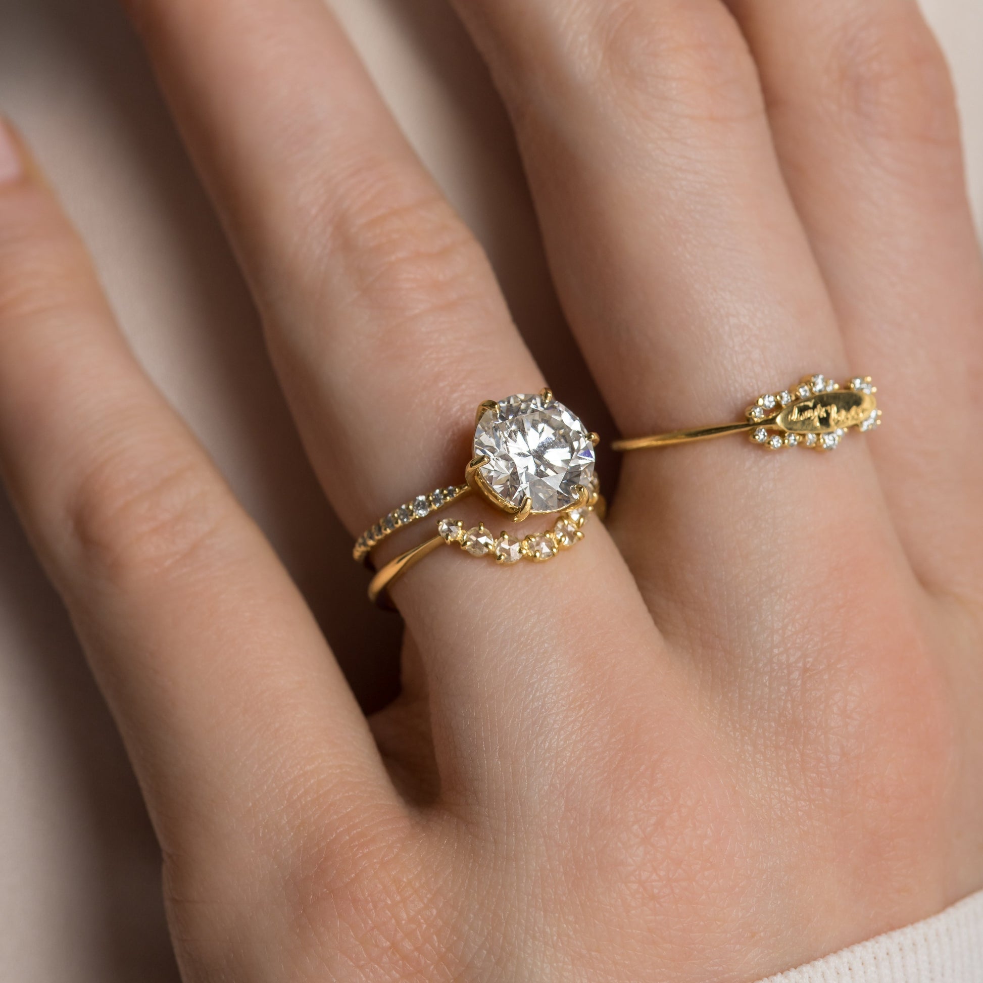 Pave-Round Lab Grown Diamond Engagement Ring - Front view