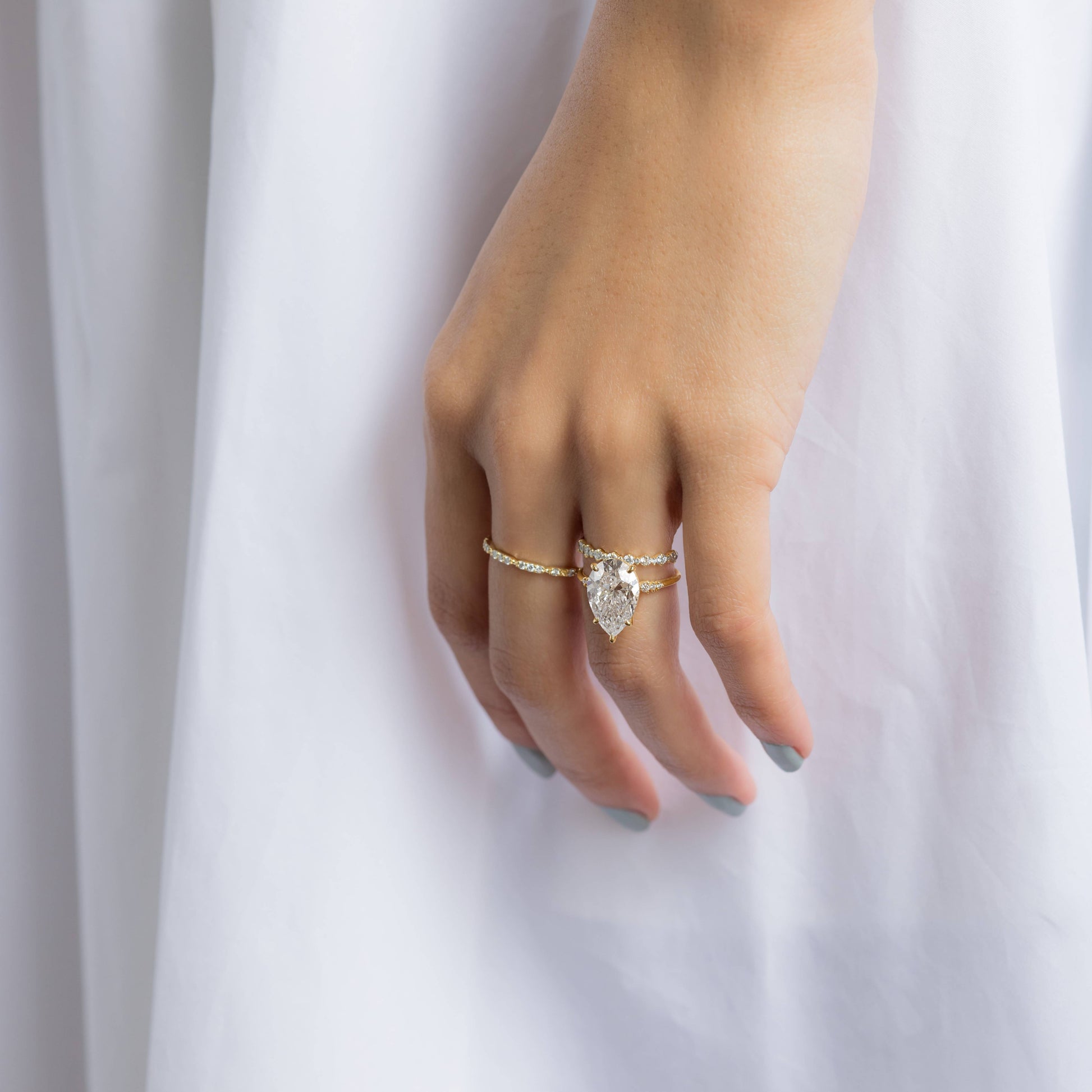 Pave Style-Pear Lab Grown Diamond Engagement Ring - Lifestyle