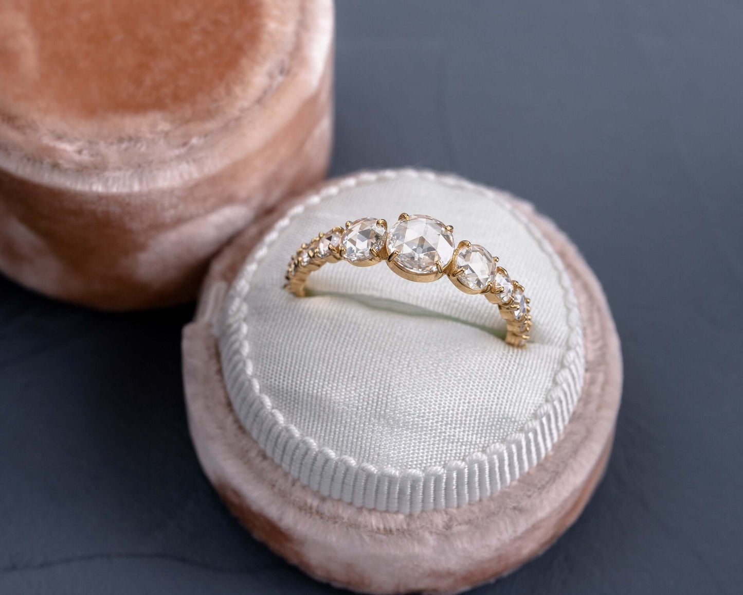 Pave Style-Rose Cut Lab Grown Diamond Engagement Ring - Back view