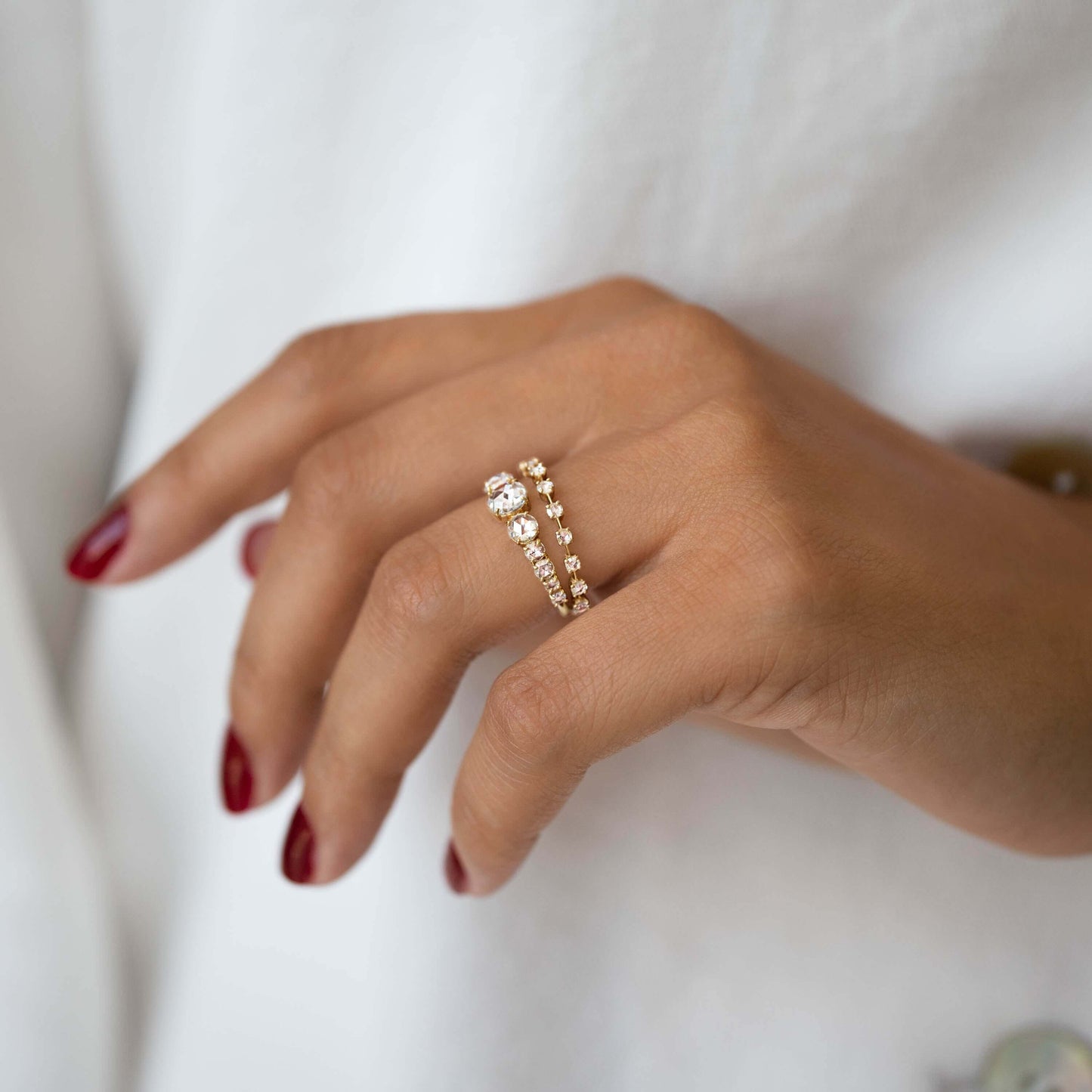 Pave Style-Rose Cut Lab Grown Diamond Engagement Ring - Lifestyle