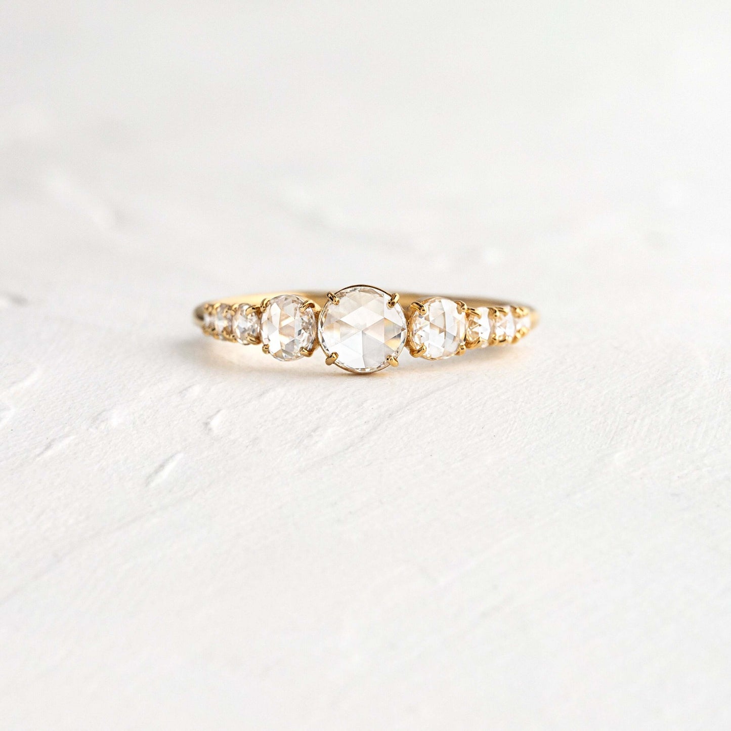 Pave Style-Rose Cut Lab Grown Diamond Engagement Ring - Front view