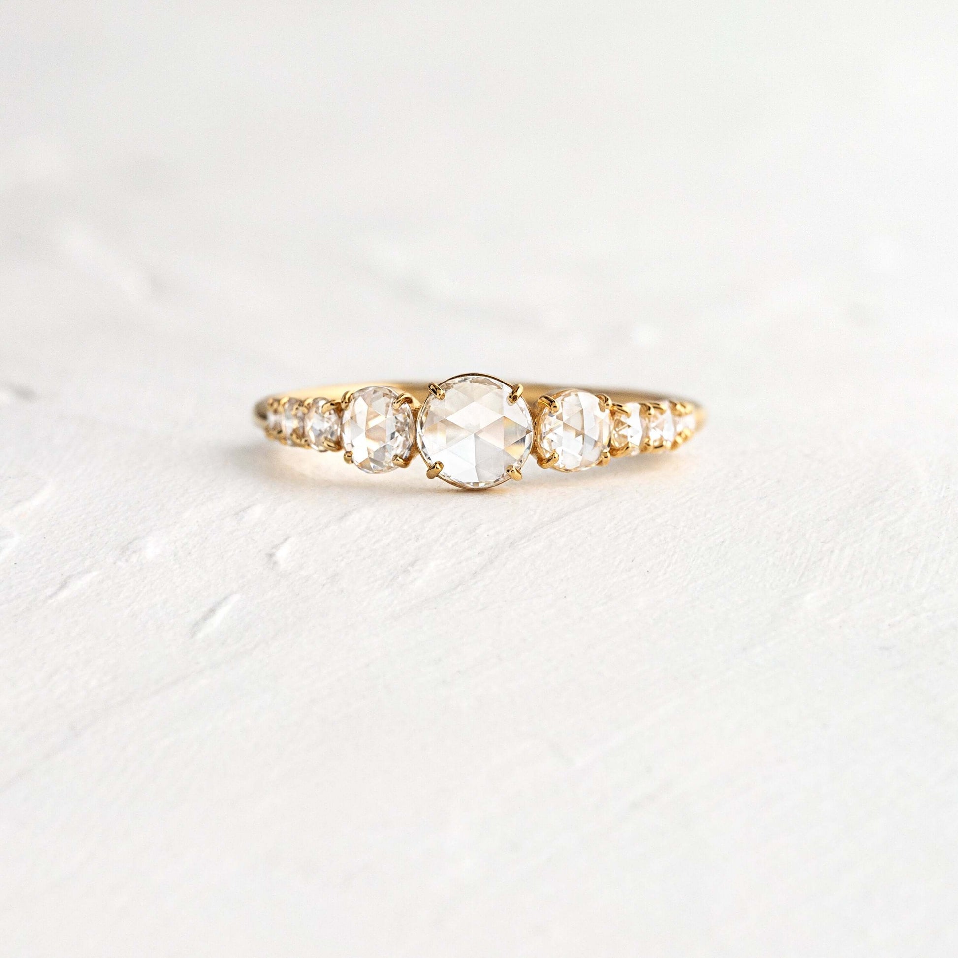 Pave Style-Rose Cut Lab Grown Diamond Engagement Ring - Front view