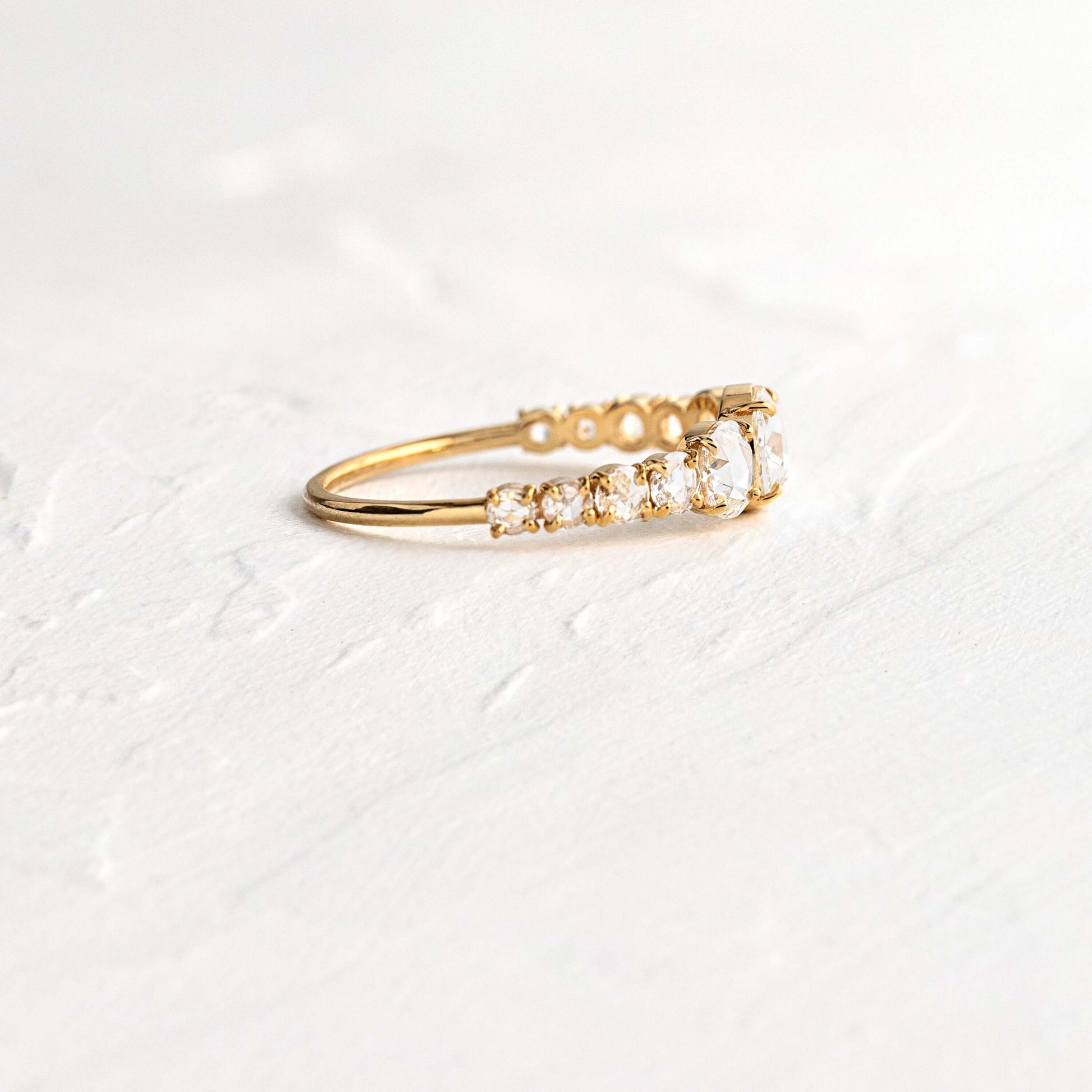 Pave Style-Rose Cut Lab Grown Diamond Engagement Ring - Side view