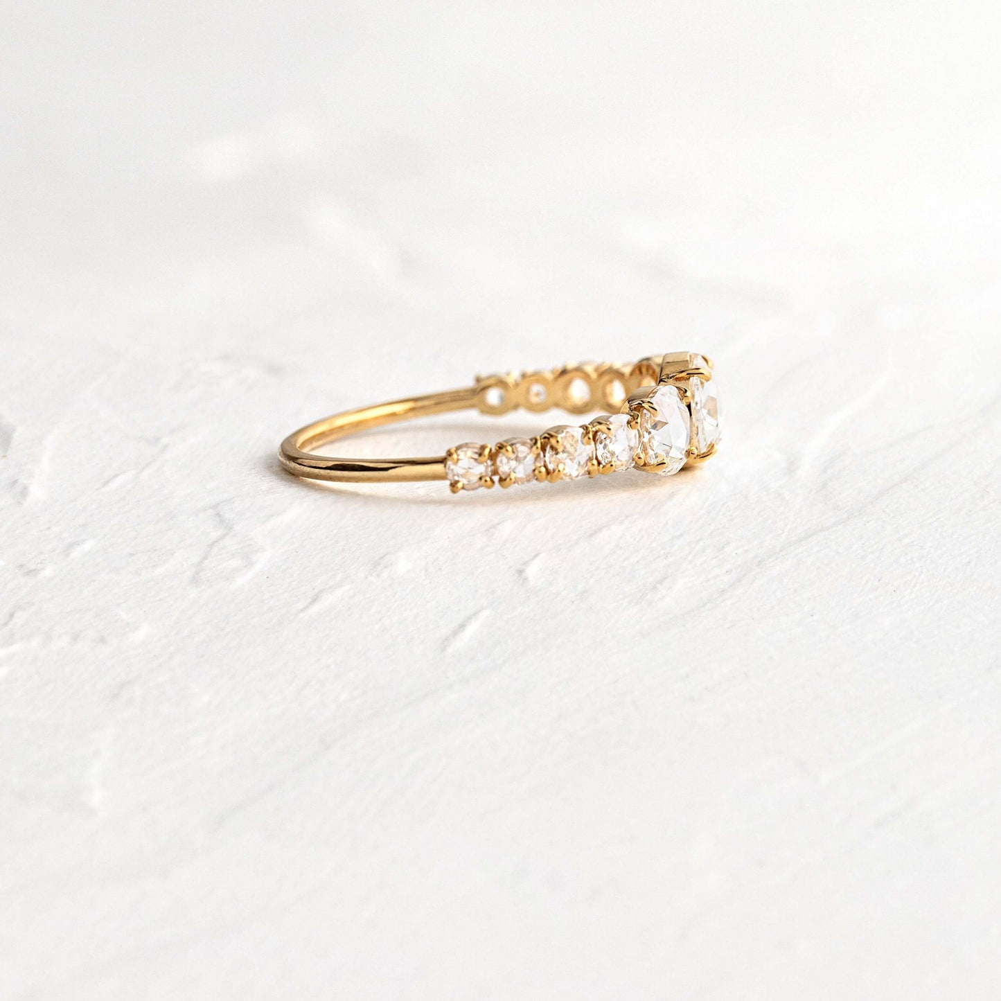 Pave Style-Rose Cut Lab Grown Diamond Engagement Ring - Side view