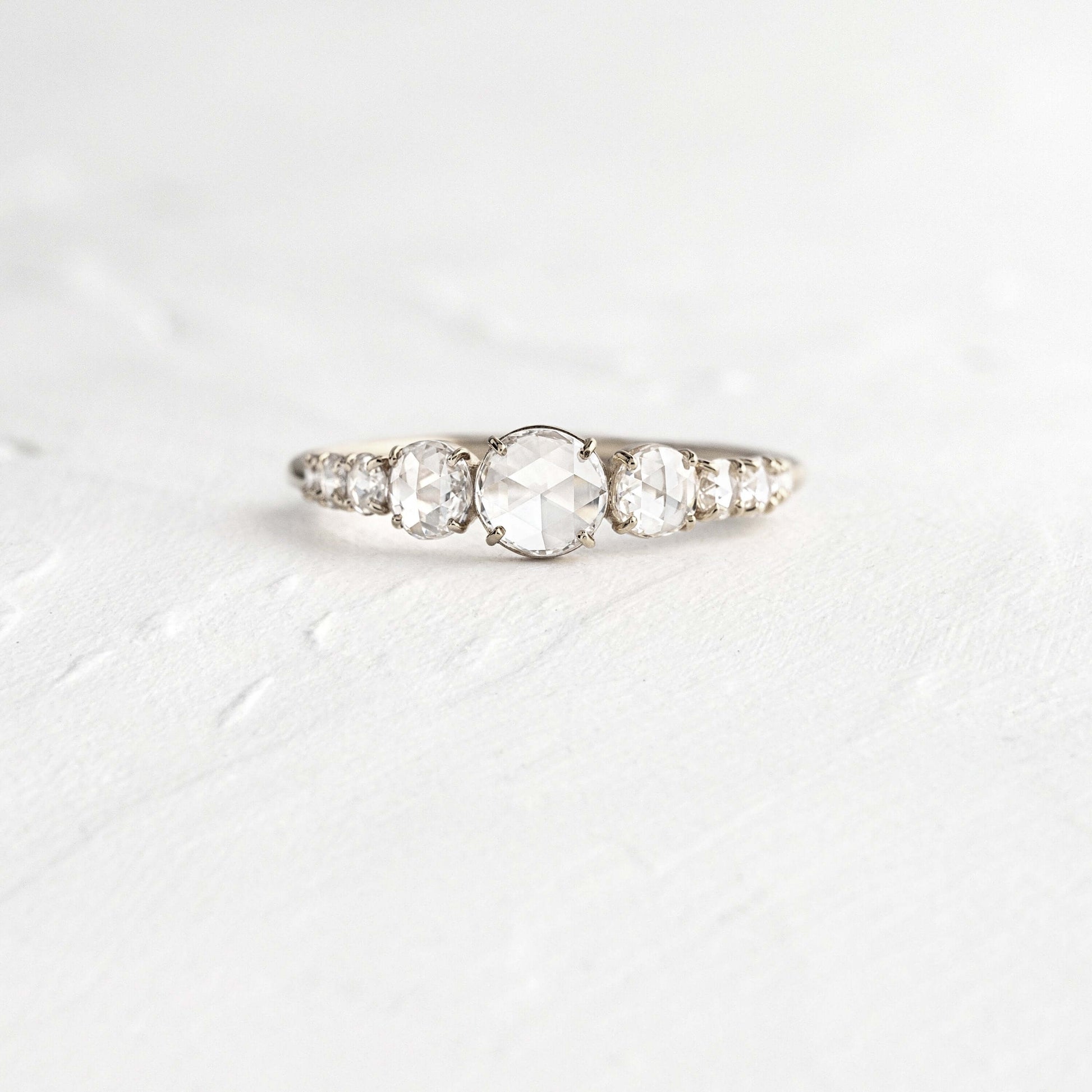 Pave Style-Rose Cut Lab Grown Diamond Engagement Ring - Back view