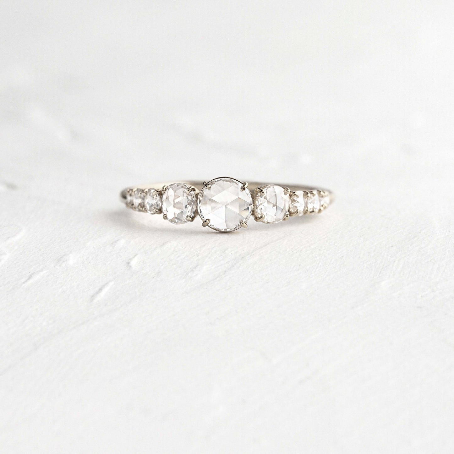 Pave Style-Rose Cut Lab Grown Diamond Engagement Ring - Back view