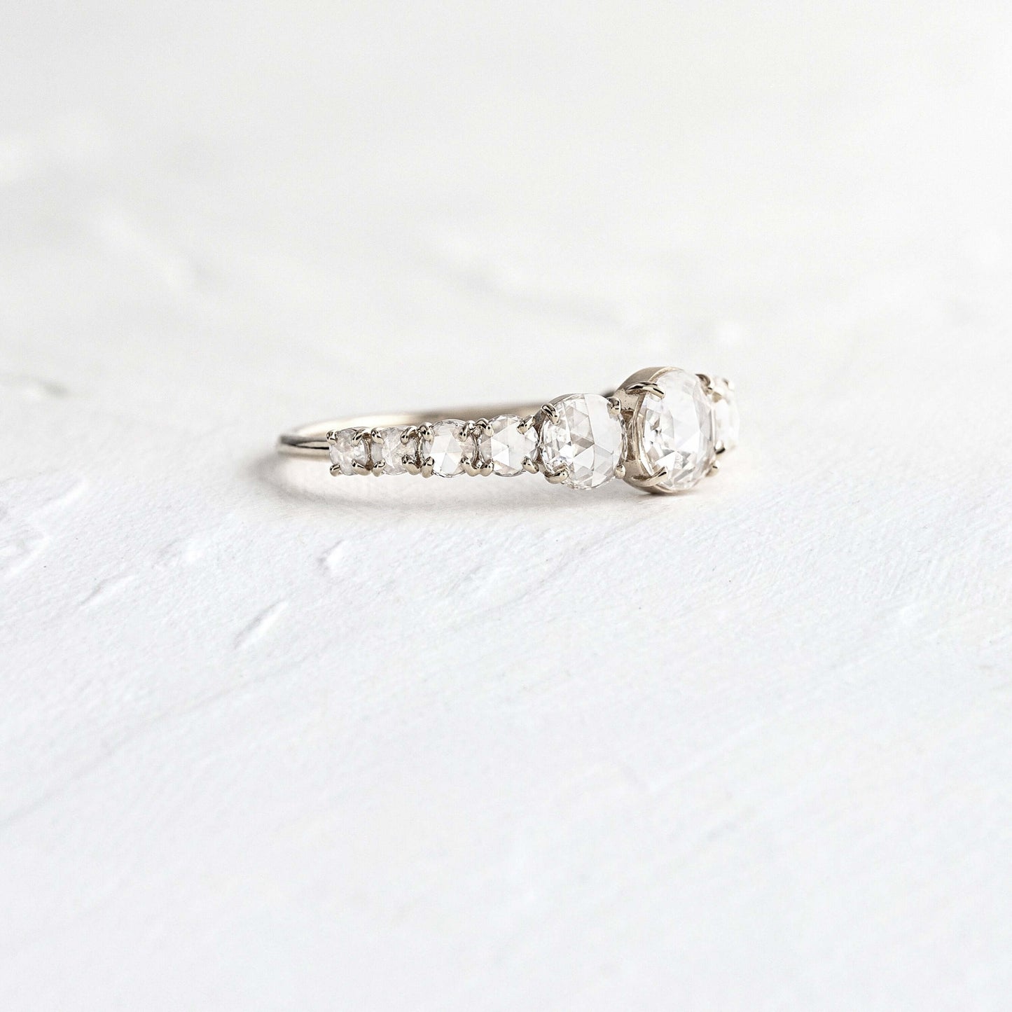 Pave Style-Rose Cut Lab Grown Diamond Engagement Ring - Detail view
