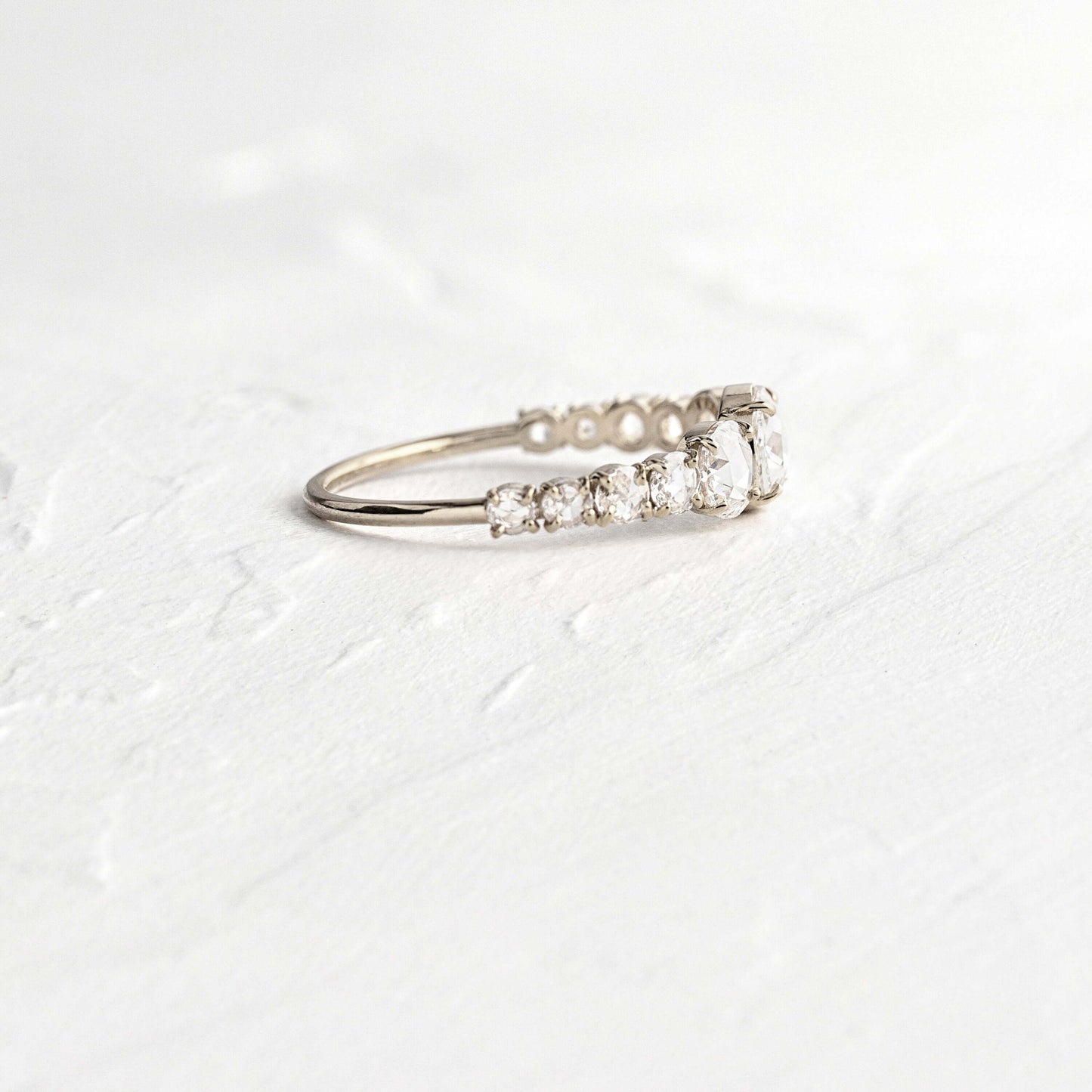 Pave Style-Rose Cut Lab Grown Diamond Engagement Ring - On model
