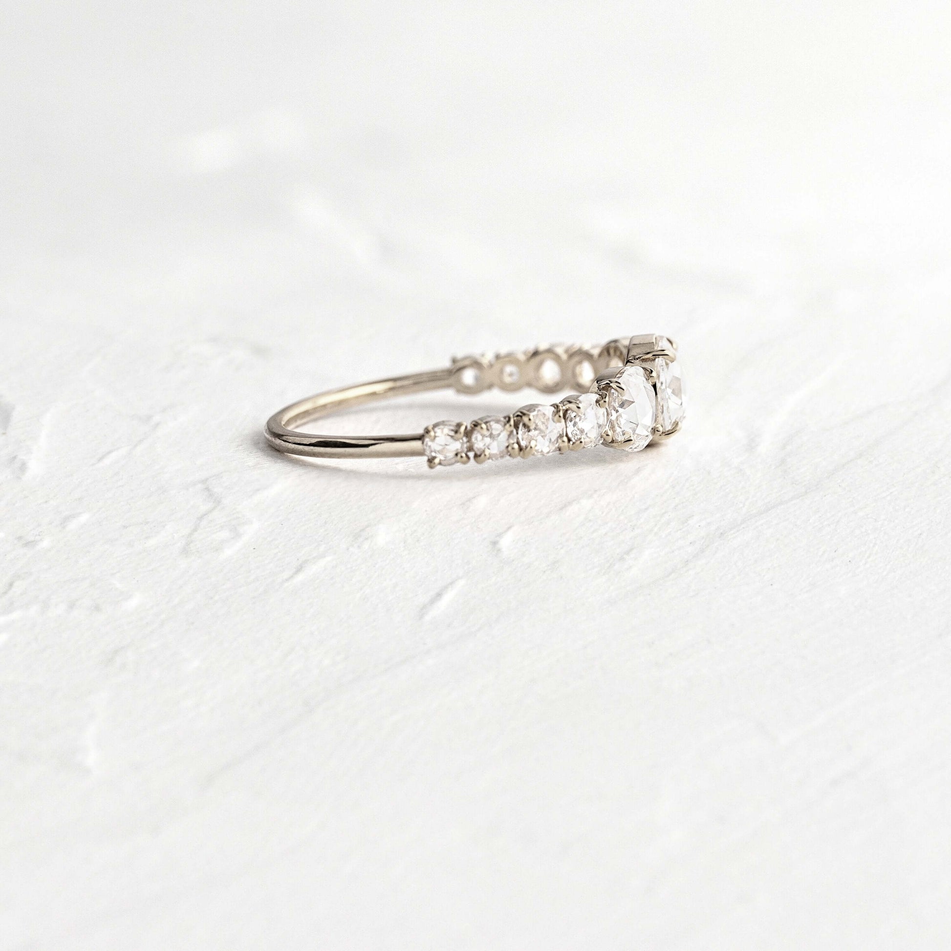 Pave Style-Rose Cut Lab Grown Diamond Engagement Ring - On model