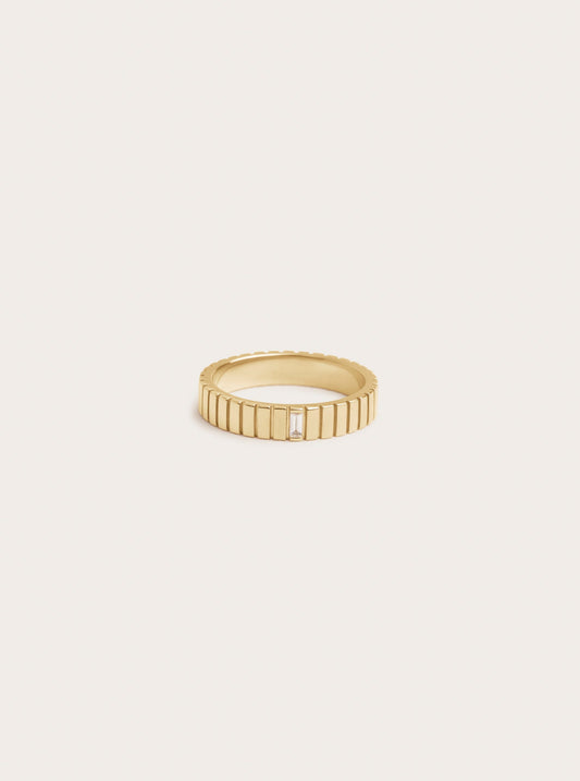 Ribbed- 0.04 CT Baguette Lab Grown Diamond Wedding BandRibbed- 0.04 CT Baguette Lab Grown Diamond Wedding Band - Front view