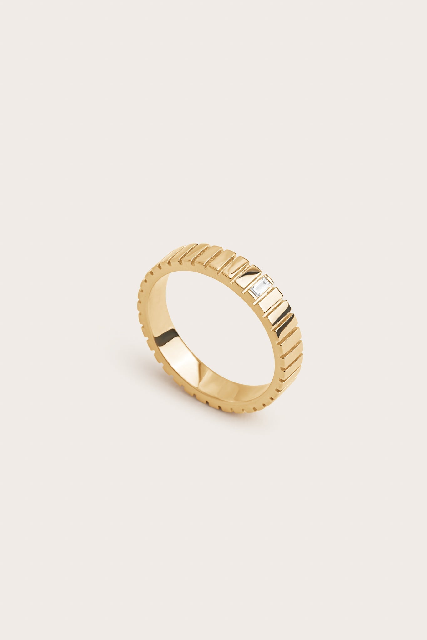 Ribbed- 0.04 CT Baguette Lab Grown Diamond Wedding BandRibbed- 0.04 CT Baguette Lab Grown Diamond Wedding Band - Front view