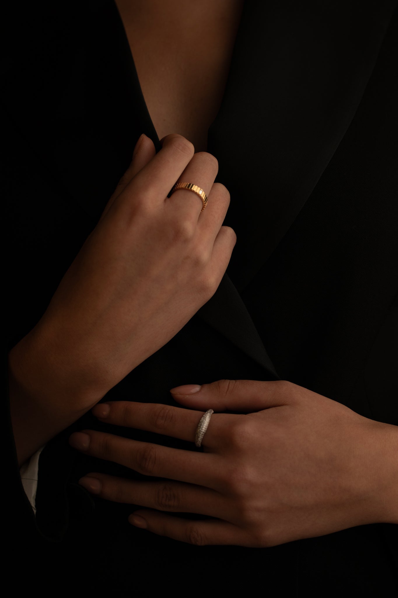 Ribbed- 0.04 CT Baguette Lab Grown Diamond Wedding BandRibbed- 0.04 CT Baguette Lab Grown Diamond Wedding Band - Detail view