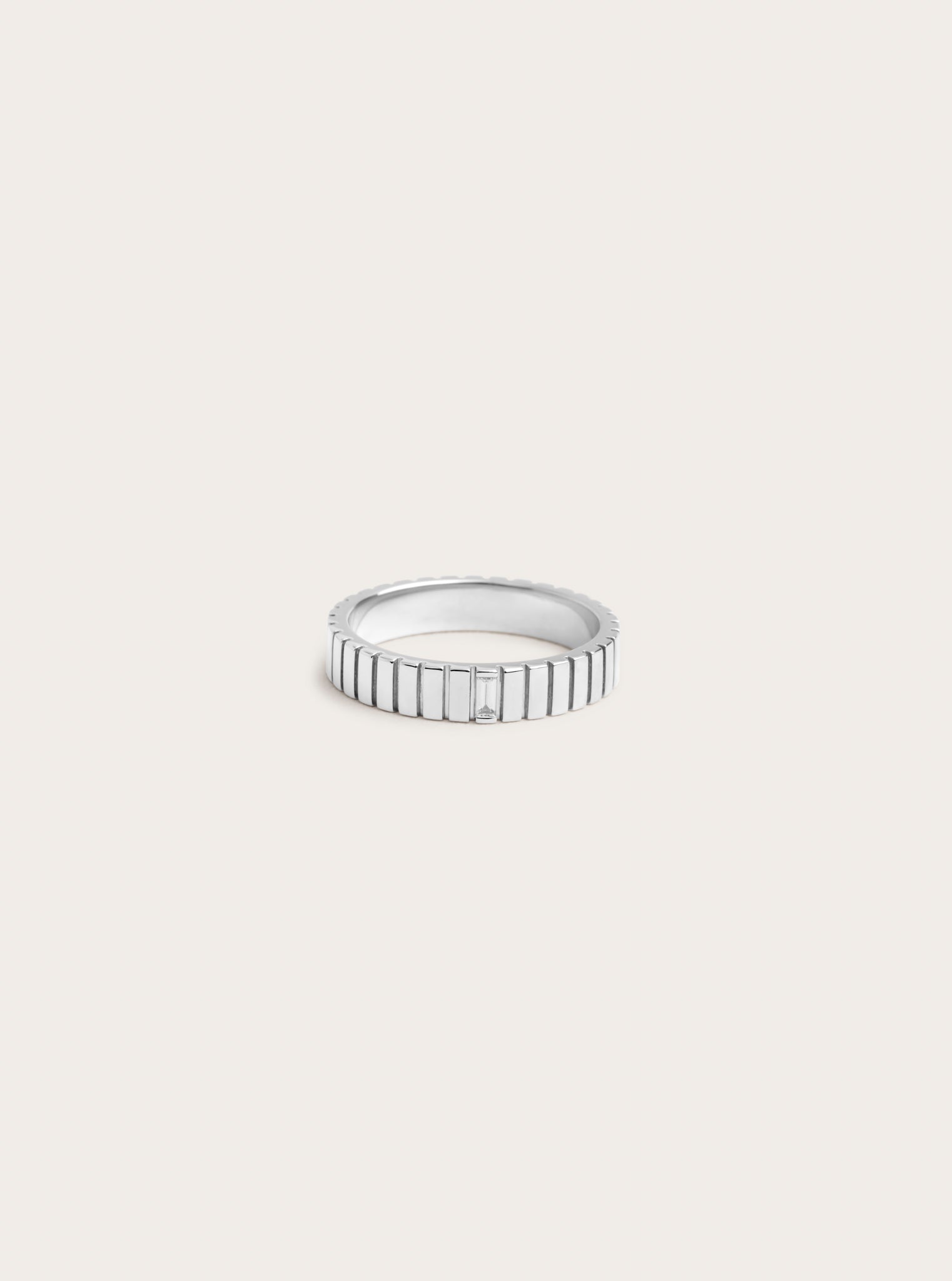 Ribbed- 0.04 CT Baguette Lab Grown Diamond Wedding BandRibbed- 0.04 CT Baguette Lab Grown Diamond Wedding Band - On model