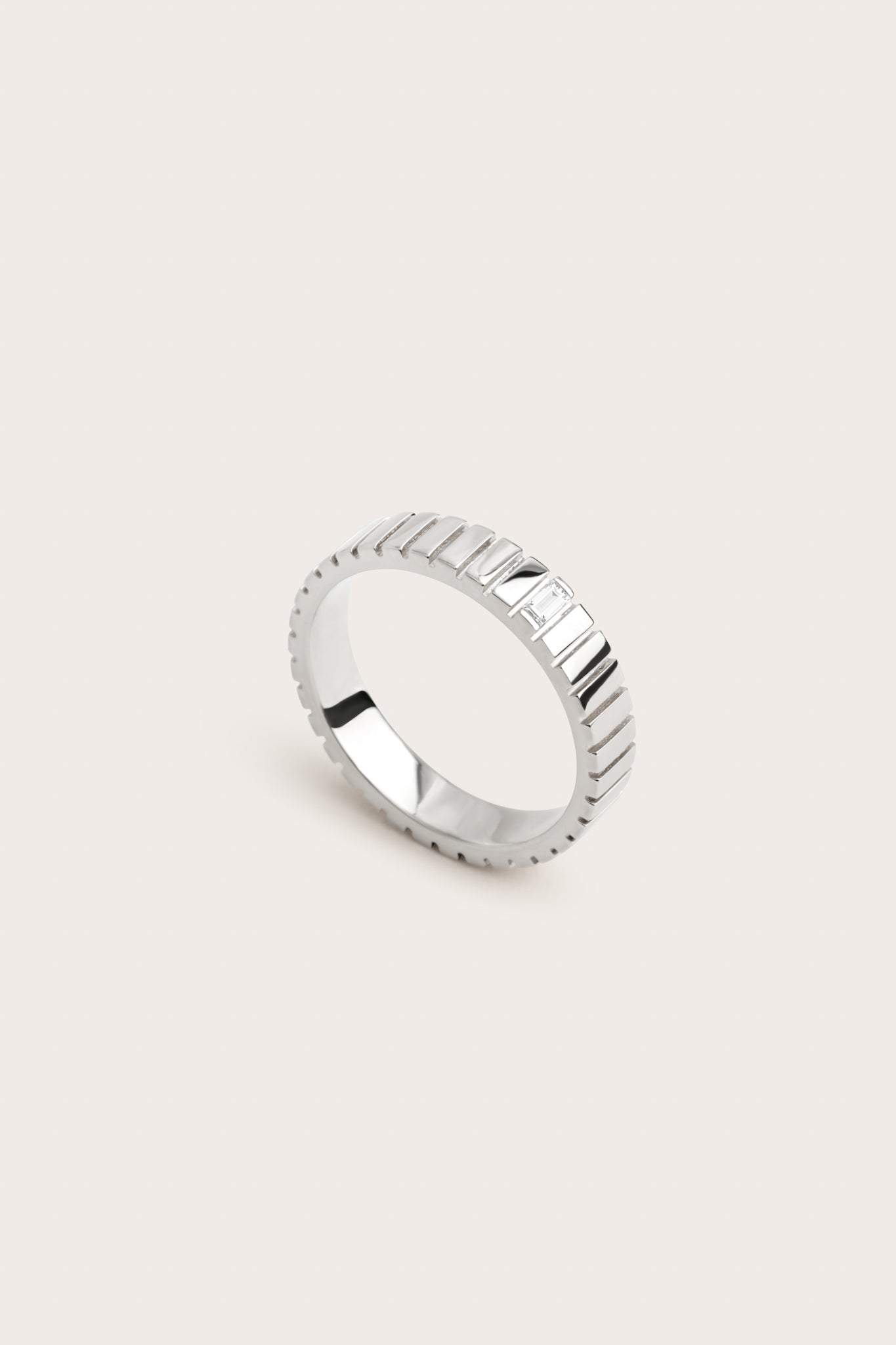 Ribbed- 0.04 CT Baguette Lab Grown Diamond Wedding BandRibbed- 0.04 CT Baguette Lab Grown Diamond Wedding Band - Lifestyle