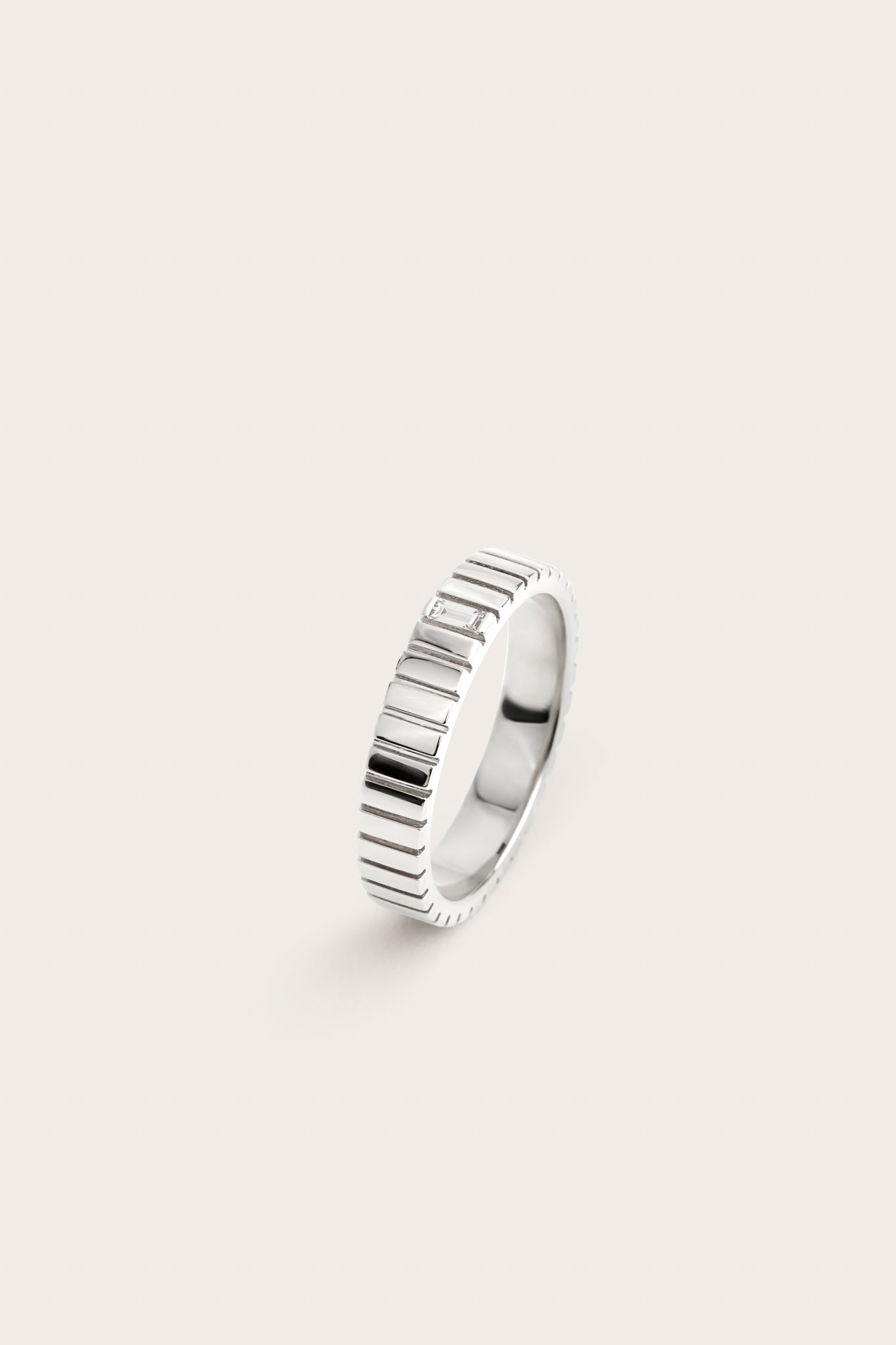 Ribbed- 0.04 CT Baguette Lab Grown Diamond Wedding BandRibbed- 0.04 CT Baguette Lab Grown Diamond Wedding Band - Front view