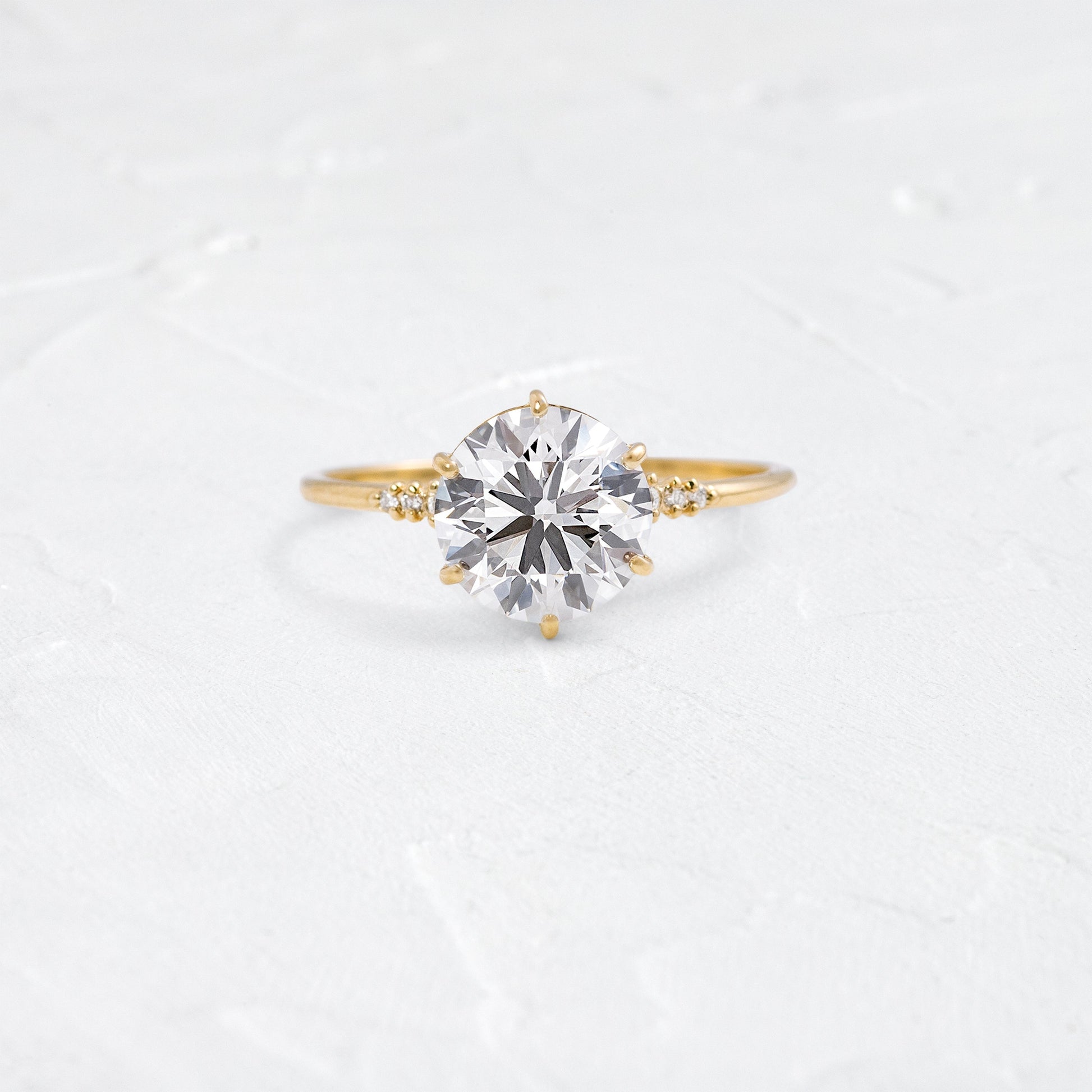 Six Stone-Round Lab Grown Diamond Engagement Ring - Front view