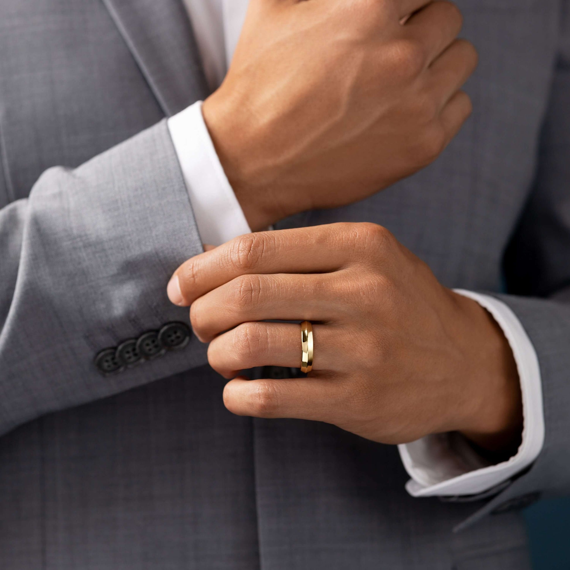 Soft Bevel- Men's Wedding BandSoft Bevel- Men's Wedding Band - Lifestyle