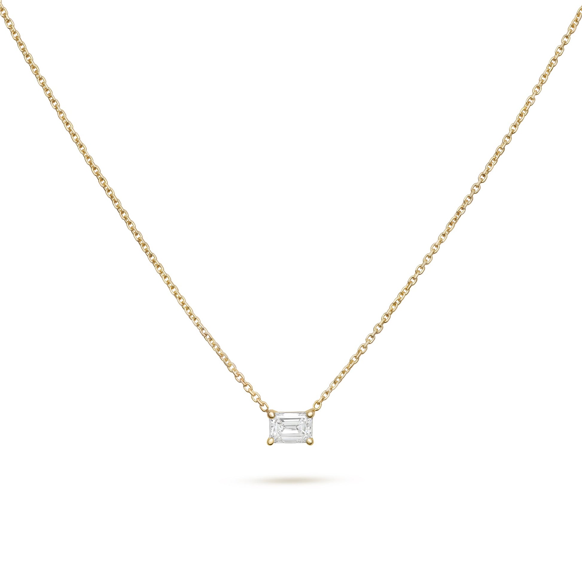 Solitaire- 0.4 CT Emerald Lab Grown Diamond NecklaceSolitaire- 0.4 CT Emerald Lab Grown Diamond Necklace - Front view