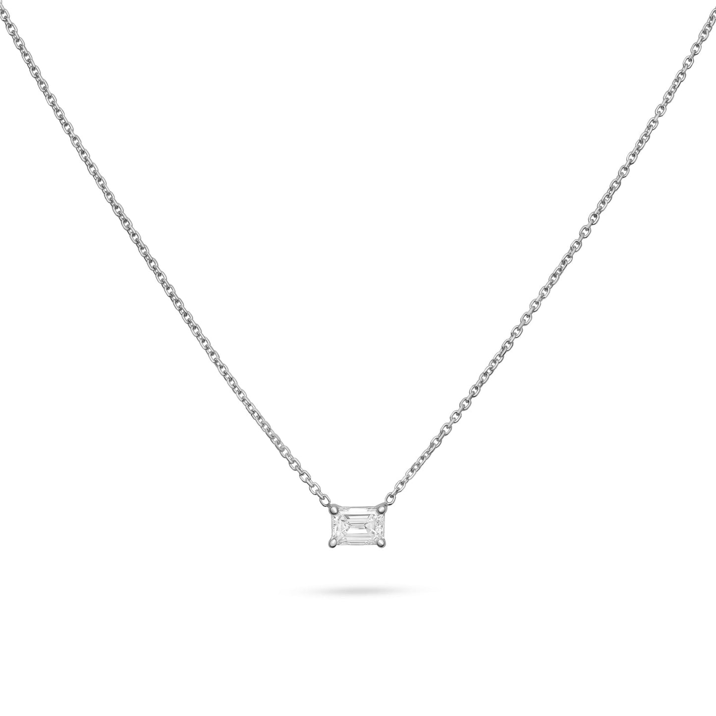 Solitaire- 0.4 CT Emerald Lab Grown Diamond NecklaceSolitaire- 0.4 CT Emerald Lab Grown Diamond Necklace - Back view