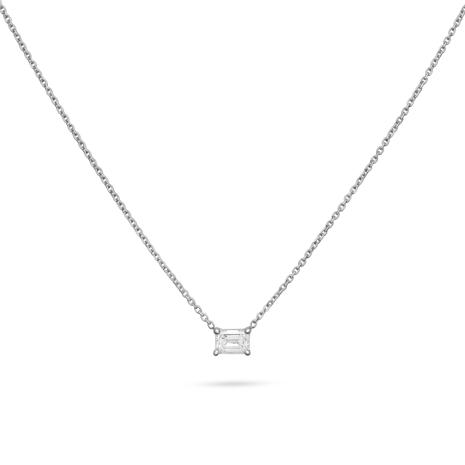 Solitaire- 0.4 CT Emerald Lab Grown Diamond NecklaceSolitaire- 0.4 CT Emerald Lab Grown Diamond Necklace - Back view