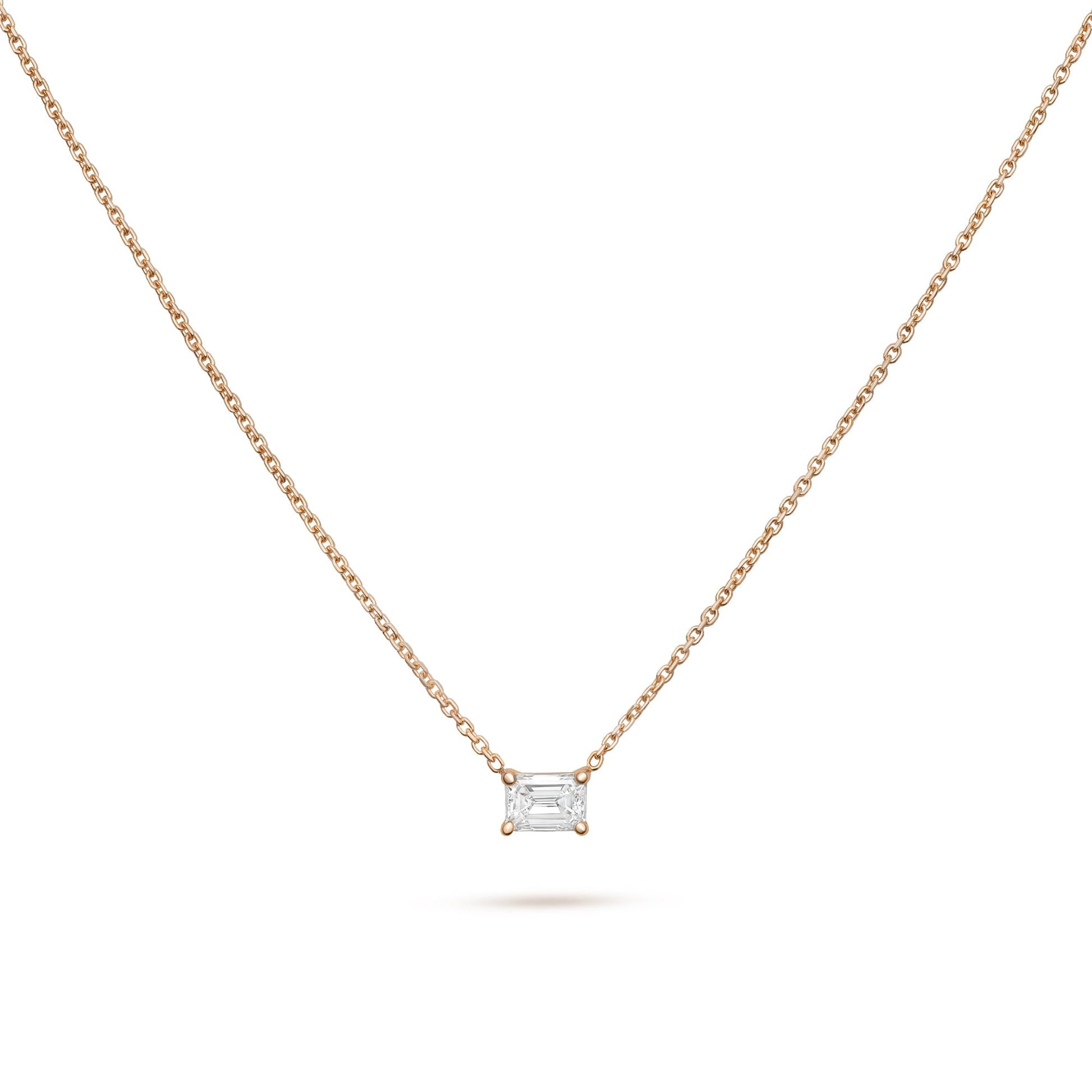 Solitaire- 0.4 CT Emerald Lab Grown Diamond NecklaceSolitaire- 0.4 CT Emerald Lab Grown Diamond Necklace - On model