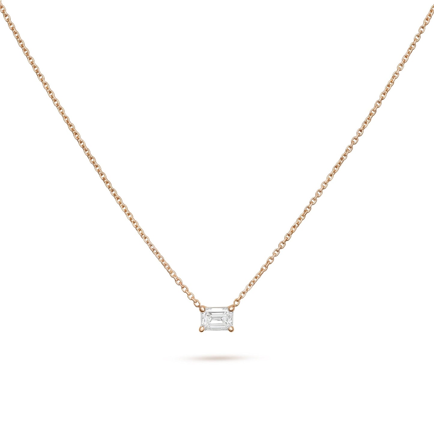 Solitaire- 0.4 CT Emerald Lab Grown Diamond NecklaceSolitaire- 0.4 CT Emerald Lab Grown Diamond Necklace - On model