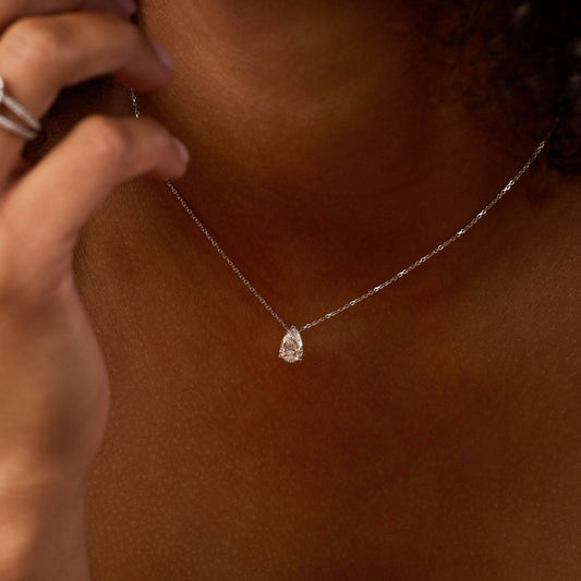 Solitaire- 0.8 CT Pear Lab Grown Diamond NecklaceSolitaire- 0.8 CT Pear Lab Grown Diamond Necklace - Front view