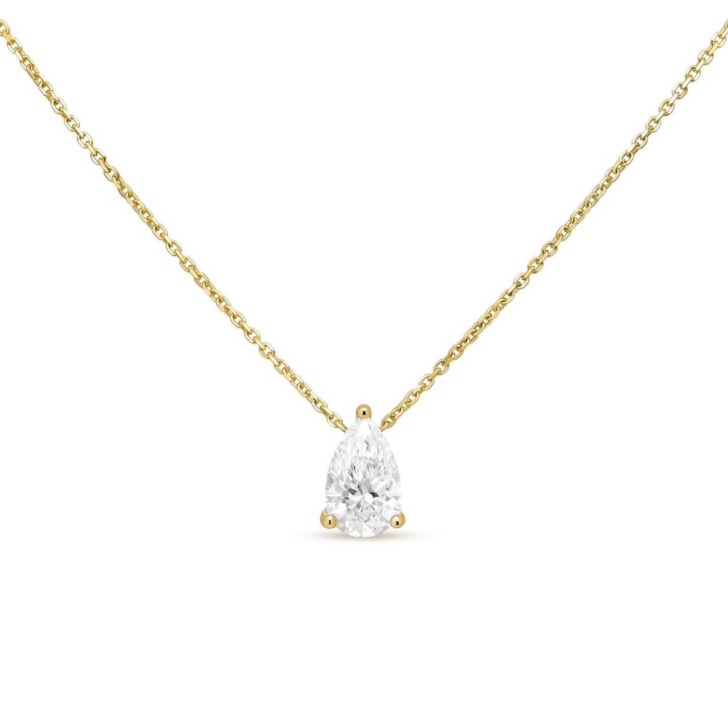 Solitaire- 0.8 CT Pear Lab Grown Diamond NecklaceSolitaire- 0.8 CT Pear Lab Grown Diamond Necklace - Front view