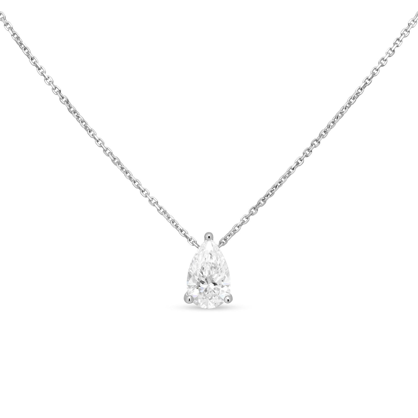 Solitaire- 0.8 CT Pear Lab Grown Diamond NecklaceSolitaire- 0.8 CT Pear Lab Grown Diamond Necklace - Back view