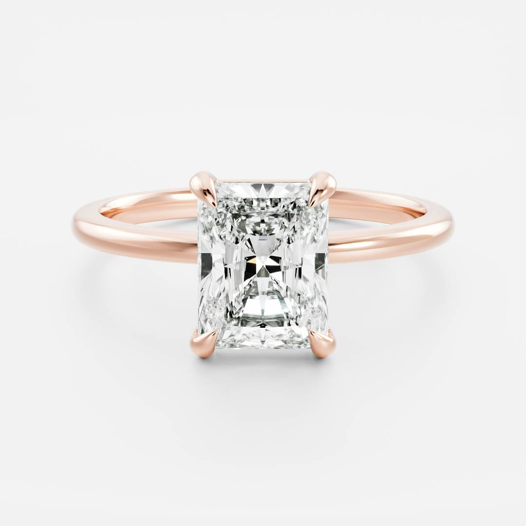 Solitaire- 1.0 CT Radiant Moissanite Engagement RingSolitaire- 1.0 CT Radiant Moissanite Engagement Ring - Front view
