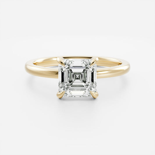 Solitaire- 1.15 CT Asscher Moissanite Engagement RingSolitaire- 1.15 CT Asscher Moissanite Engagement Ring - Front view