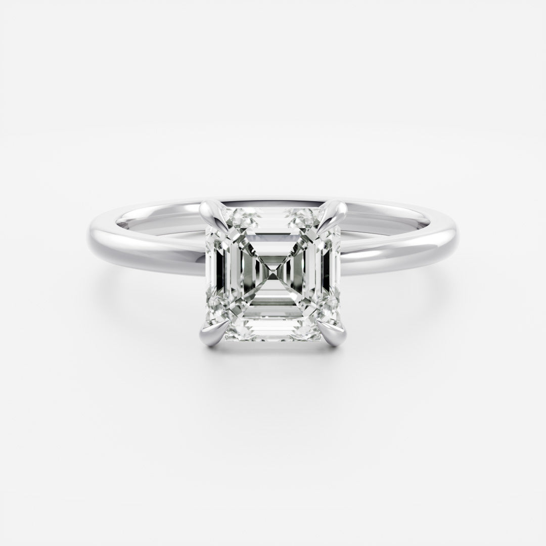 Solitaire- 1.15 CT Asscher Moissanite Engagement RingSolitaire- 1.15 CT Asscher Moissanite Engagement Ring - Side view