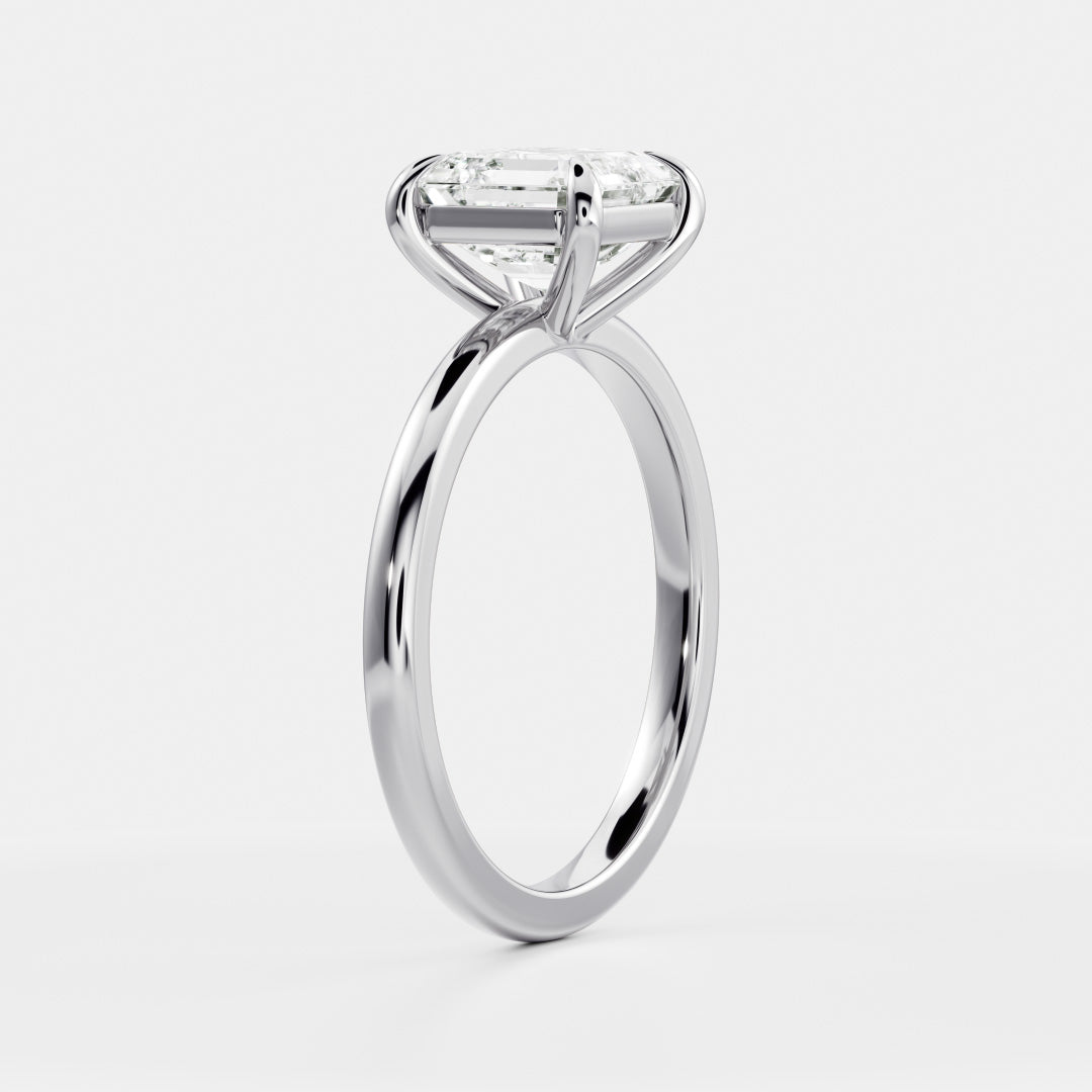 Solitaire- 1.15 CT Asscher Moissanite Engagement RingSolitaire- 1.15 CT Asscher Moissanite Engagement Ring - Back view
