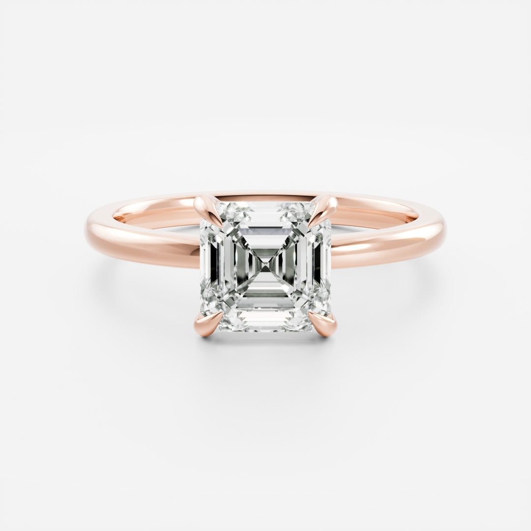 Solitaire- 1.15 CT Asscher Moissanite Engagement RingSolitaire- 1.15 CT Asscher Moissanite Engagement Ring - Detail view
