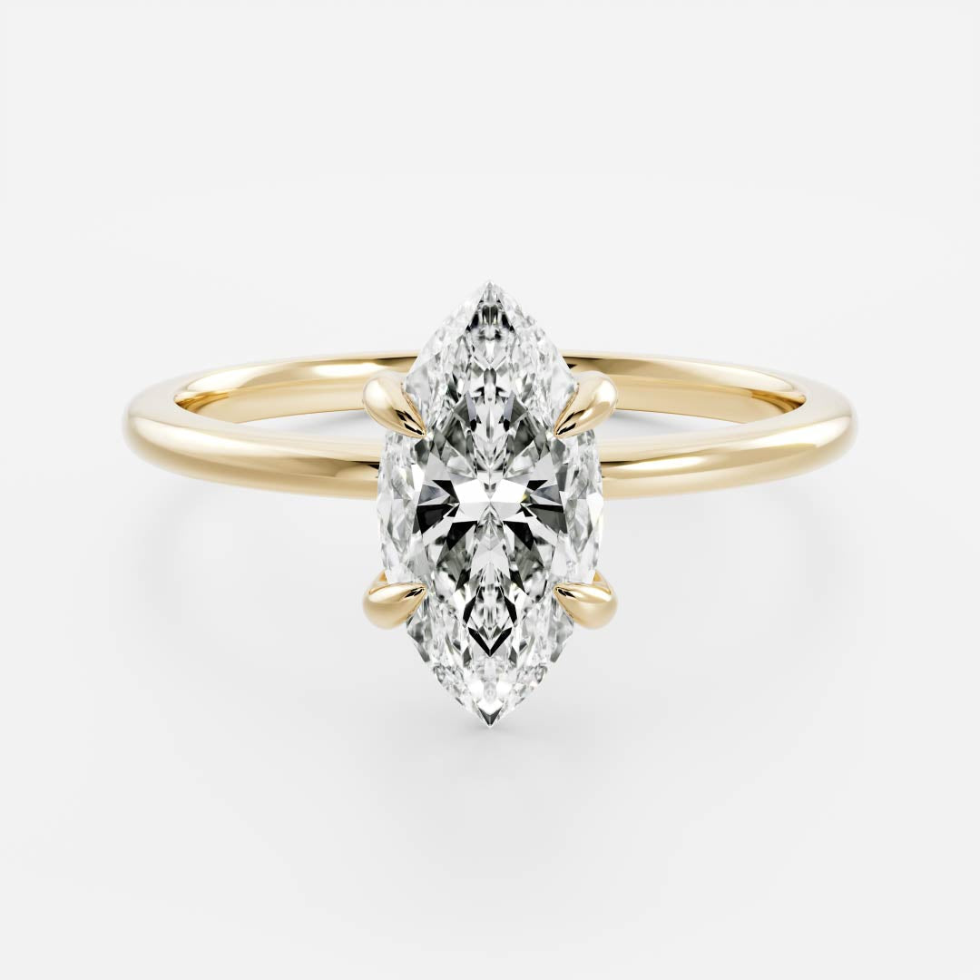 Solitaire- 1.5 CT Marquise Moissanite Engagement RingSolitaire- 1.5 CT Marquise Moissanite Engagement Ring - Front view